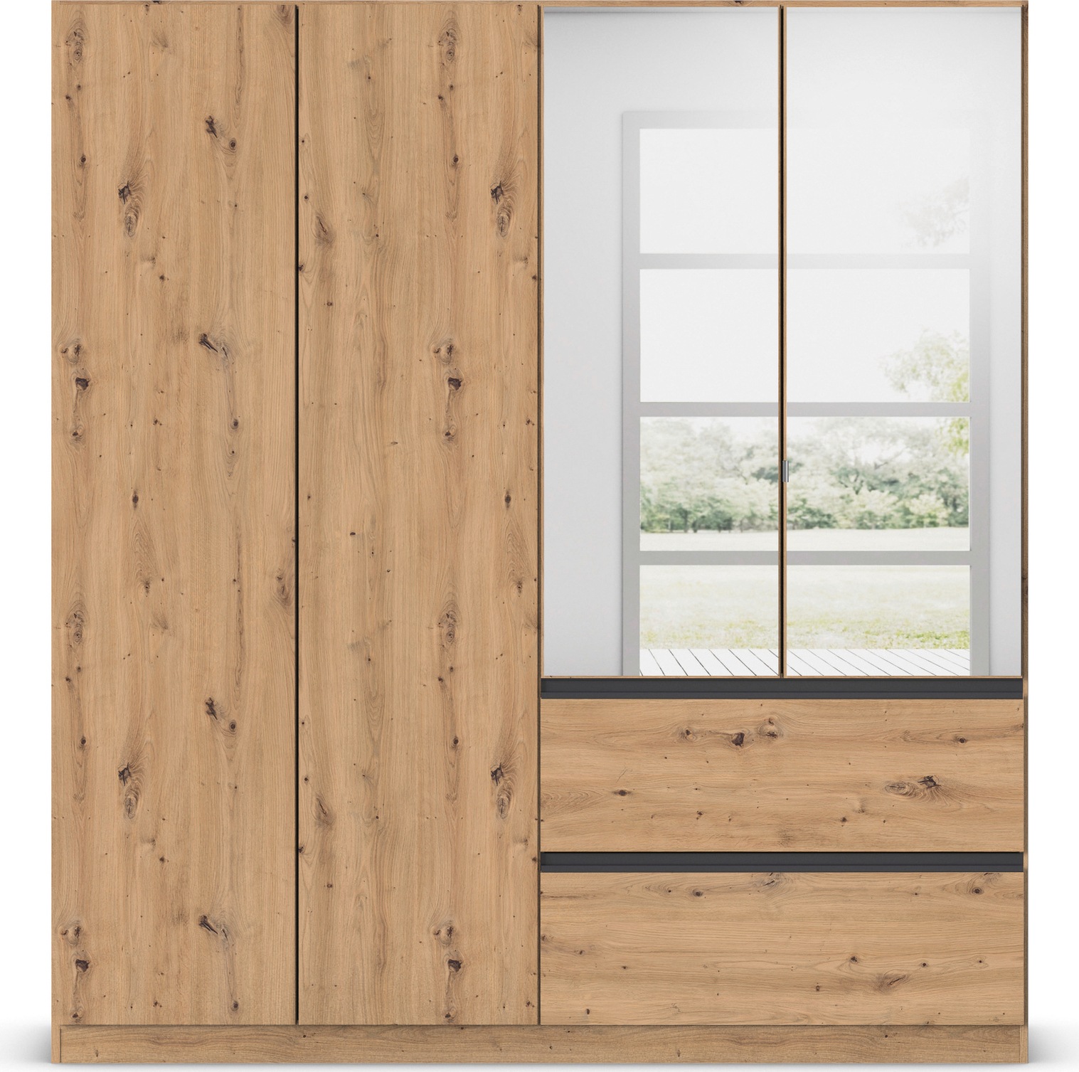 rauch Drehtürenschrank »Kleiderschrank Schrank Garderobe Wäscheschrank COSTA in 3 Breiten«, mit Spiegel, grifflose Front und Push-to-Open Funktion MADE IN GERMANY