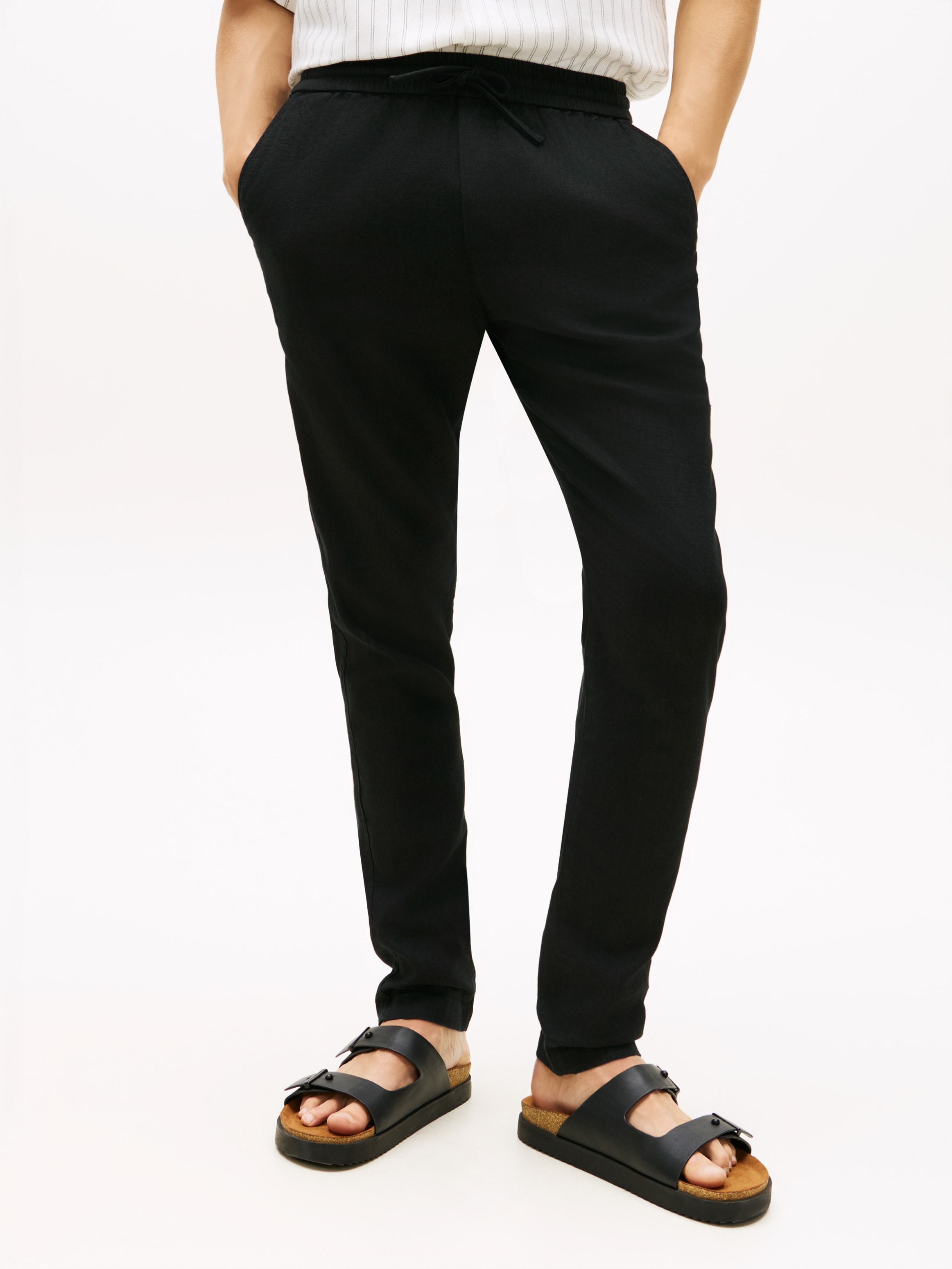 Tommy Hilfiger Chinohose "HARLEM PO SORONA LINEN" Tapered Leg Fit, aus Leinenmix, teilelastischer Bund