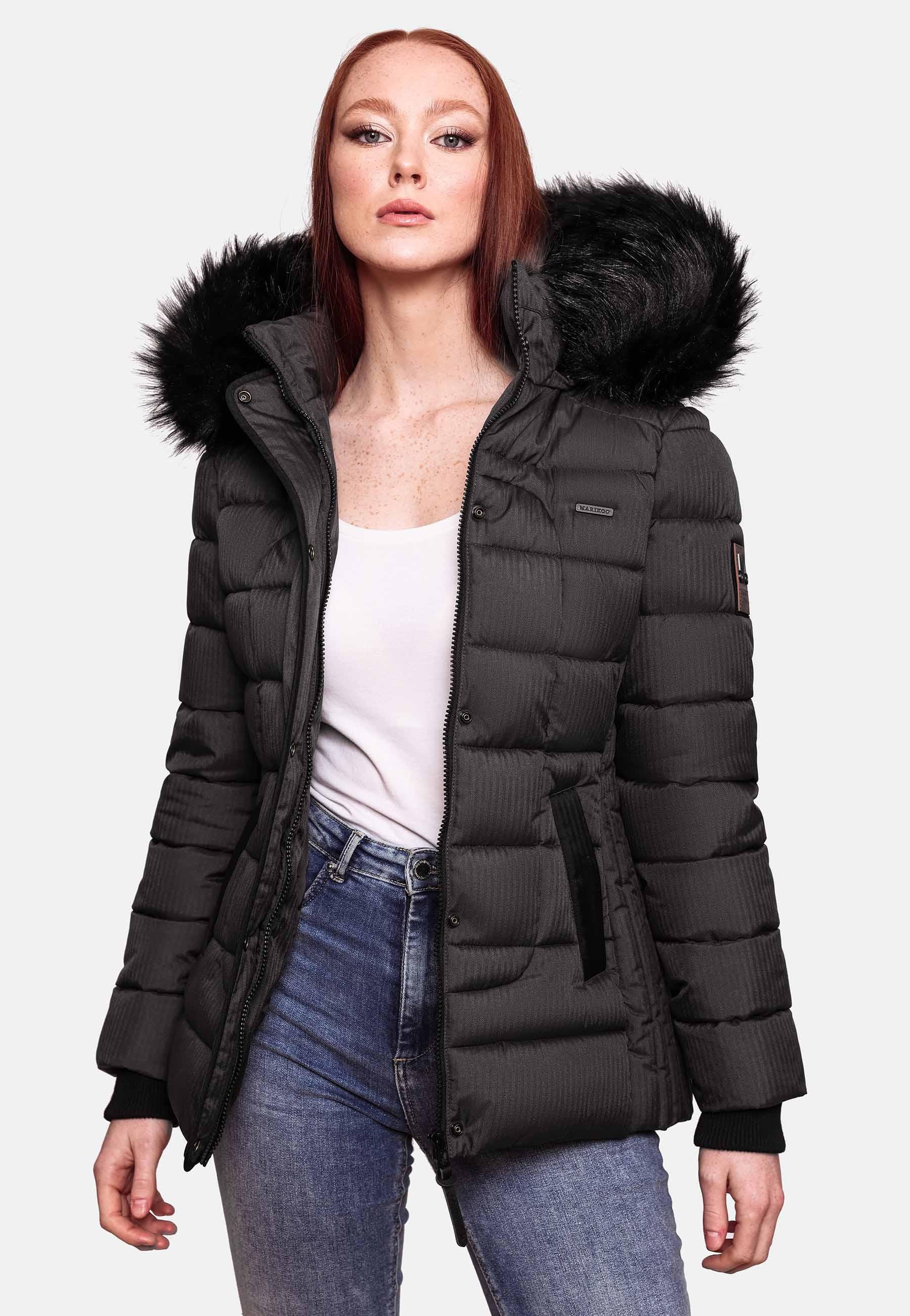 Marikoo Steppjacke »Unique«, mit Kapuze, modische Winterjacke mit Kunstpelz-Kapuze