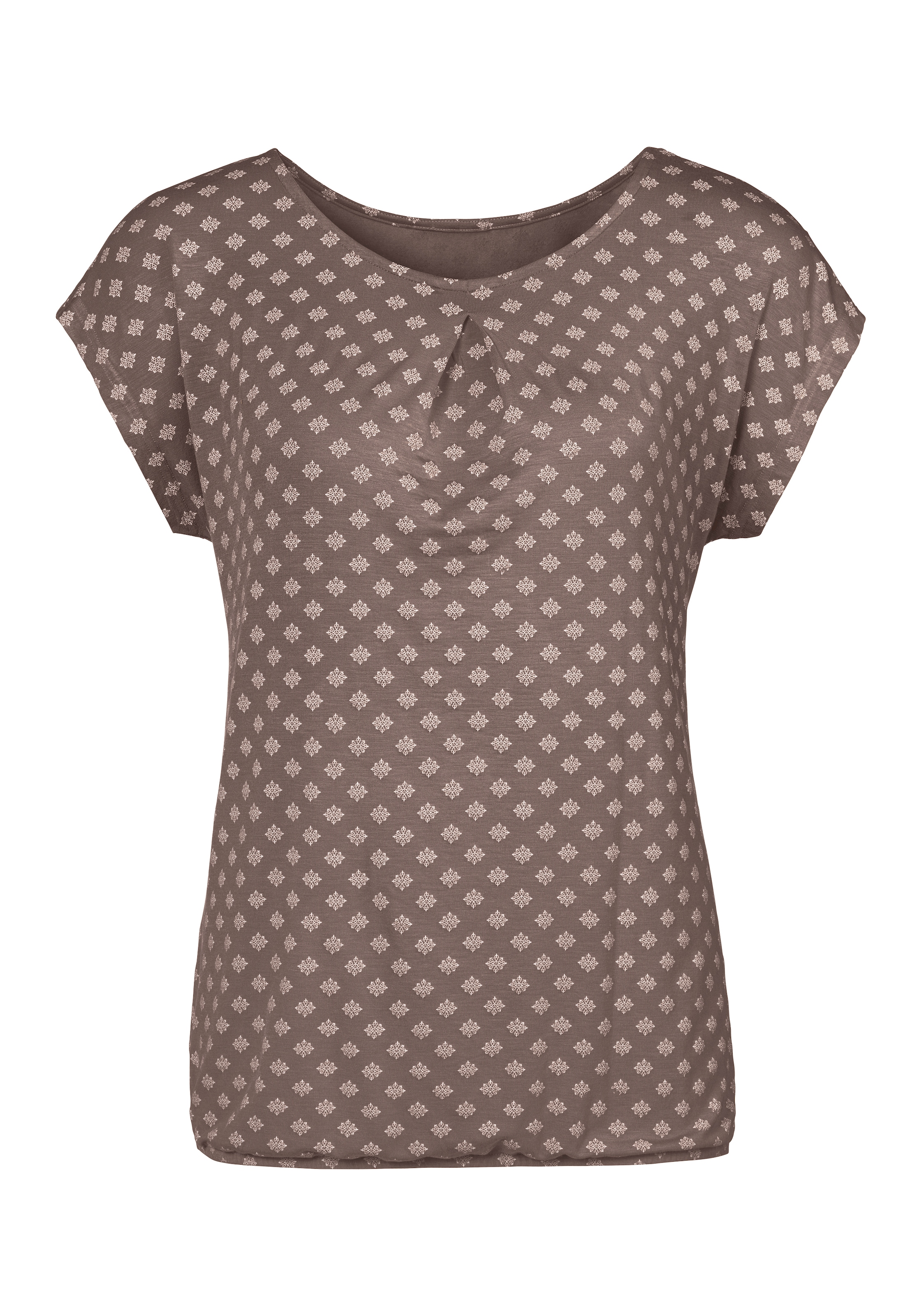 LASCANA Kurzarmshirt »mit Kellerfalte am Ausschnitt«, (2er-Pack), aus weichem Viskose-Stretch