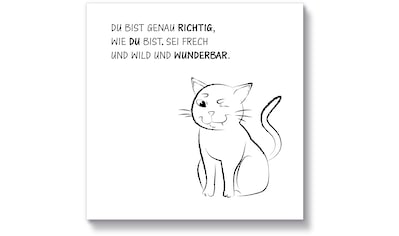 Holzbild »Katze«, Sprüche & Texte, (1 St.)