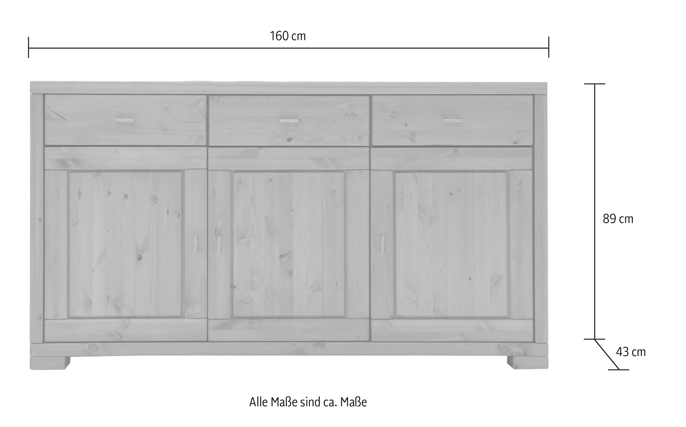 Wohnglücklich by Infantil Sideboard »Vita«, Kommode, Schrank Breite 160 cm, Kiefer  massiv, Landhausstil | BAUR