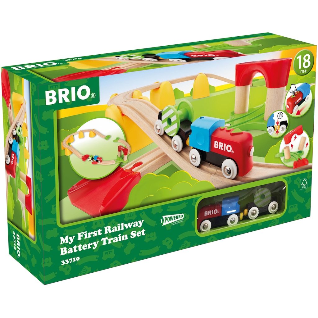 BRIO® Spielzeug-Eisenbahn »BRIO® WORLD, Mein erstes BRIO® Bahn Set mit Batterielok«, (Set), FSC®- schützt Wald - weltweit