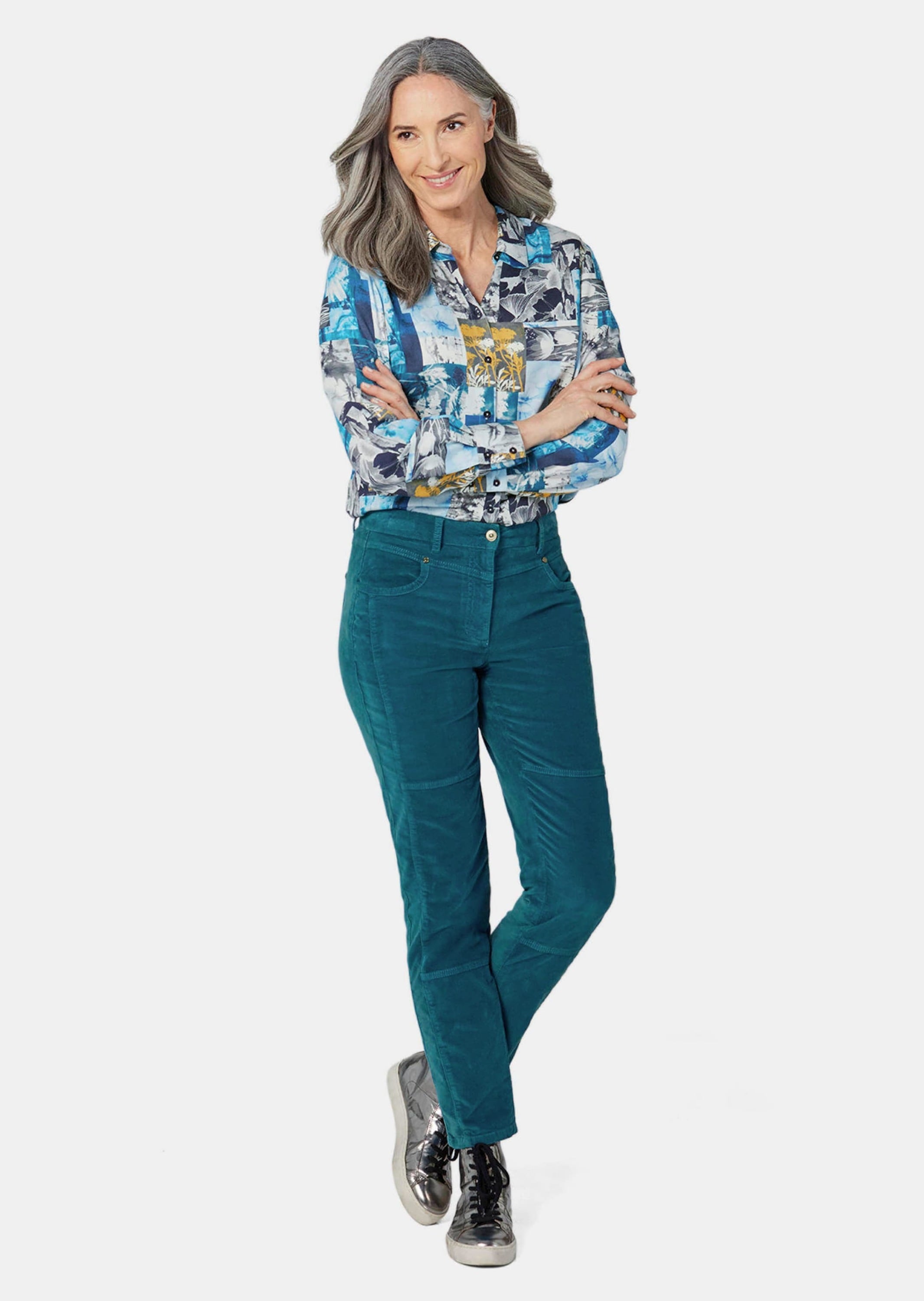 GOLDNER Schlupfhose »Kurzgröße Bequeme Samthose mit Wascheffekt«