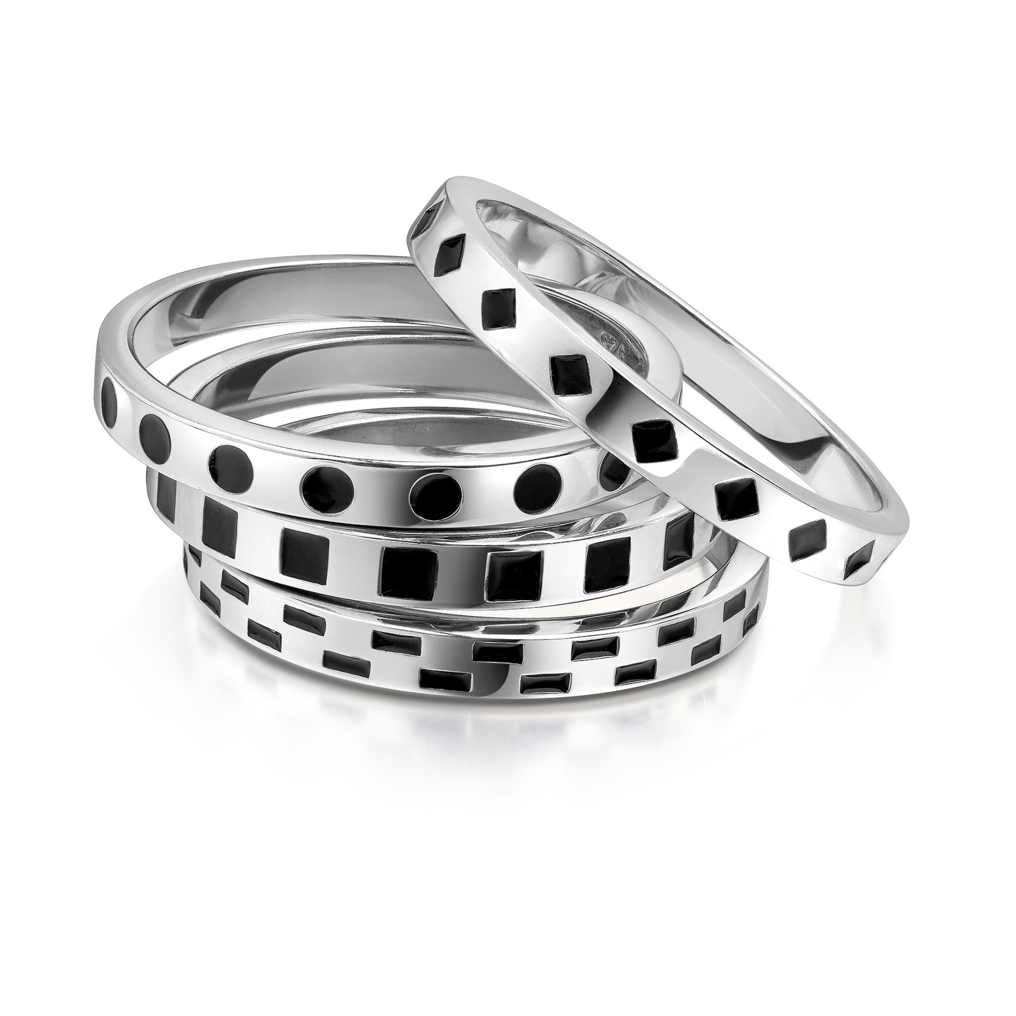 Firetti Ring-Set »Multipack Schmuck Geschenk Silber 925 Quadrat Raute Kreis Viereck«