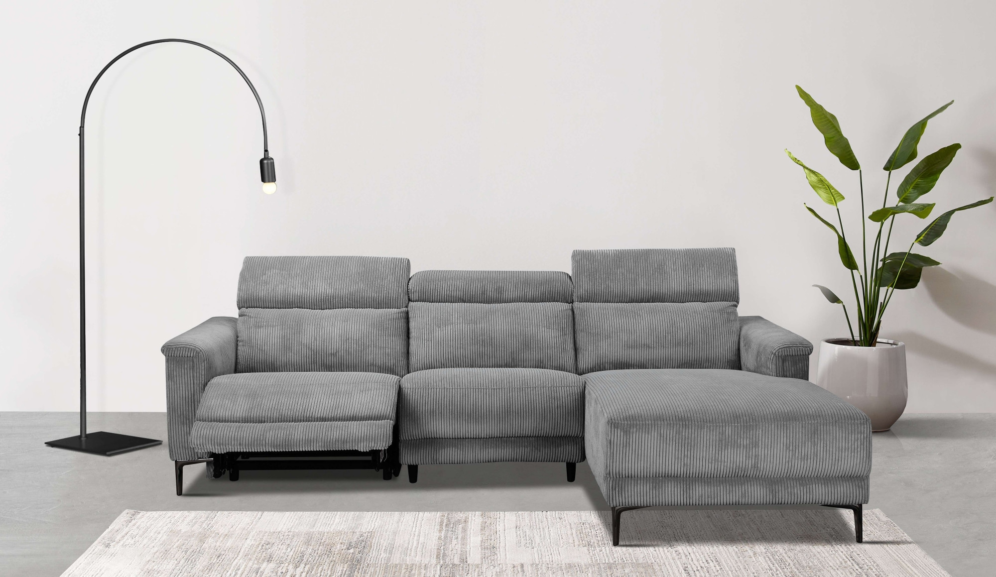 Home affaire Ecksofa "Lund in Cord, L-Form, 261 cm, manuelle und elektr. Re günstig online kaufen