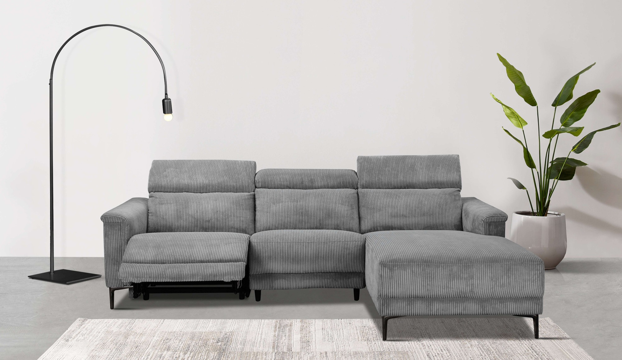 OTTO home Ecksofa "LUND Cord, L-Form, 261 cm, man. o. elektr. Relaxfunktion günstig online kaufen