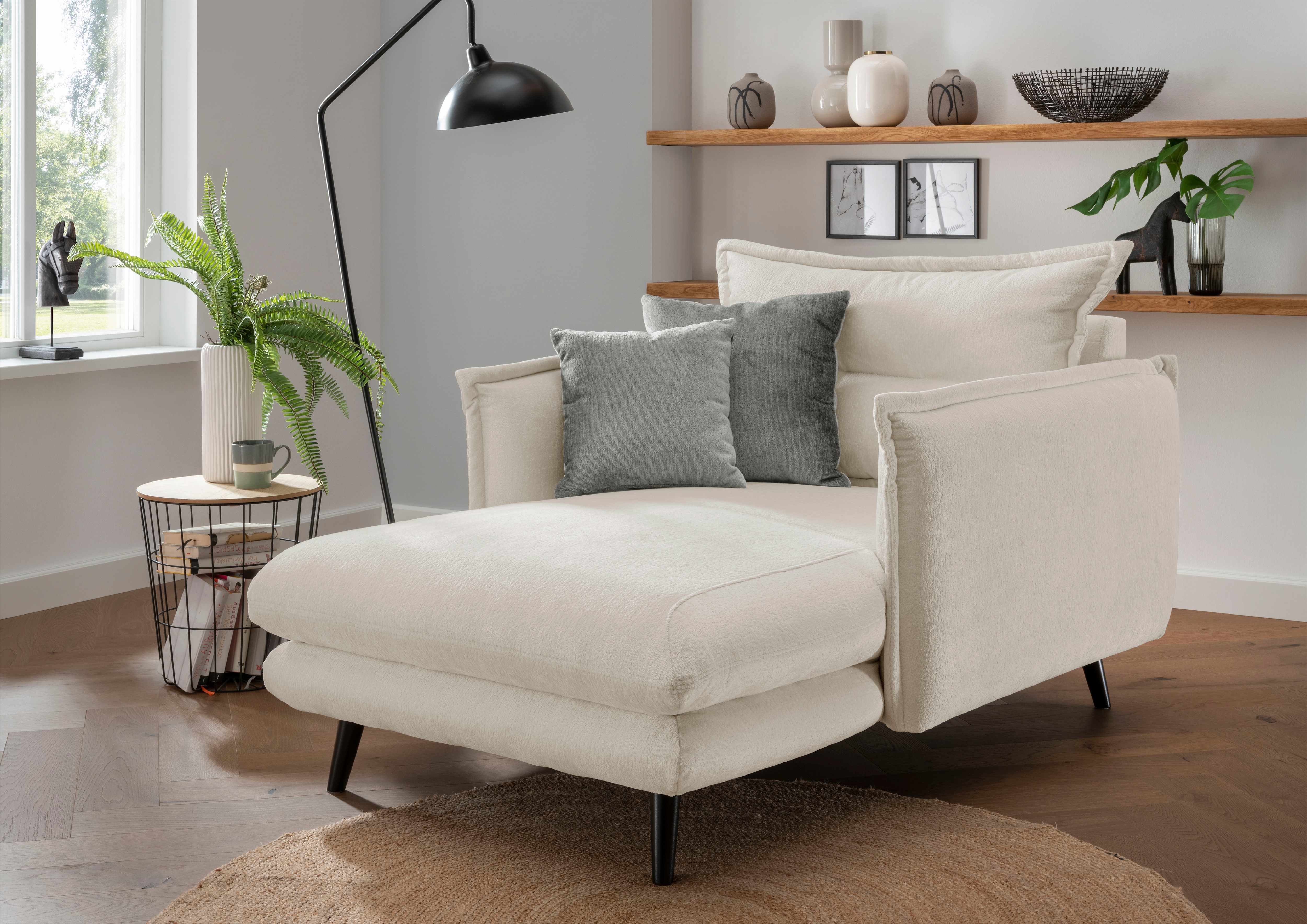 Home affaire Loveseat "Lazio, 111 cm breit, modern und bequem" Webstoff, inkl. Rücken- und Zierkissen