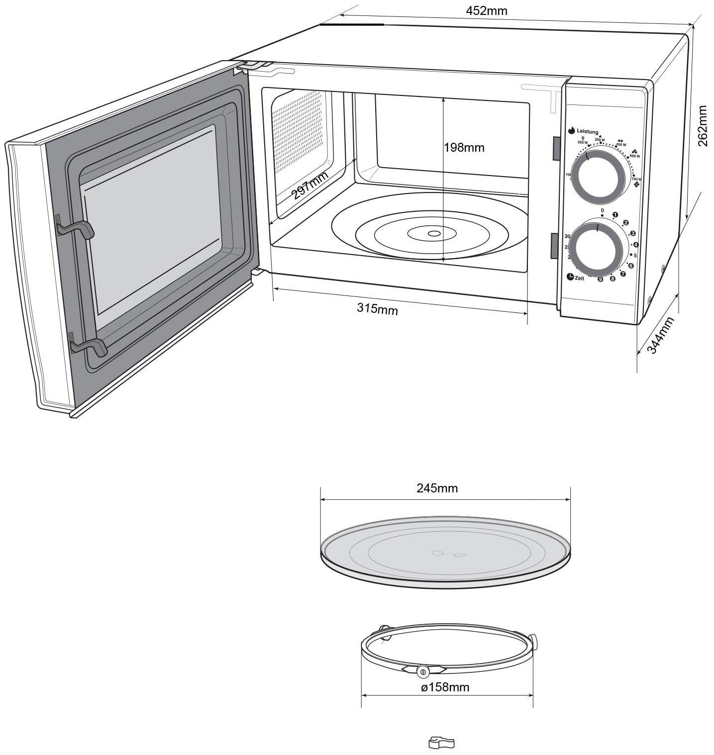 Hanseatic Mikrowelle »634711«, Mikrowelle, 700 W, Auftaufunktion, 6 Leistungsstufen