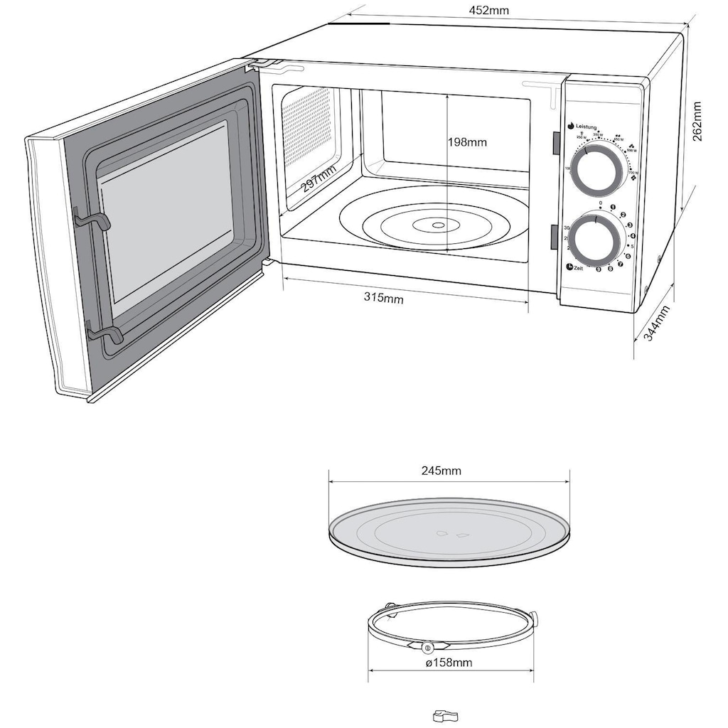 Hanseatic Mikrowelle »678906«, Mikrowelle, 700 W, Auftaufunktion, weiß