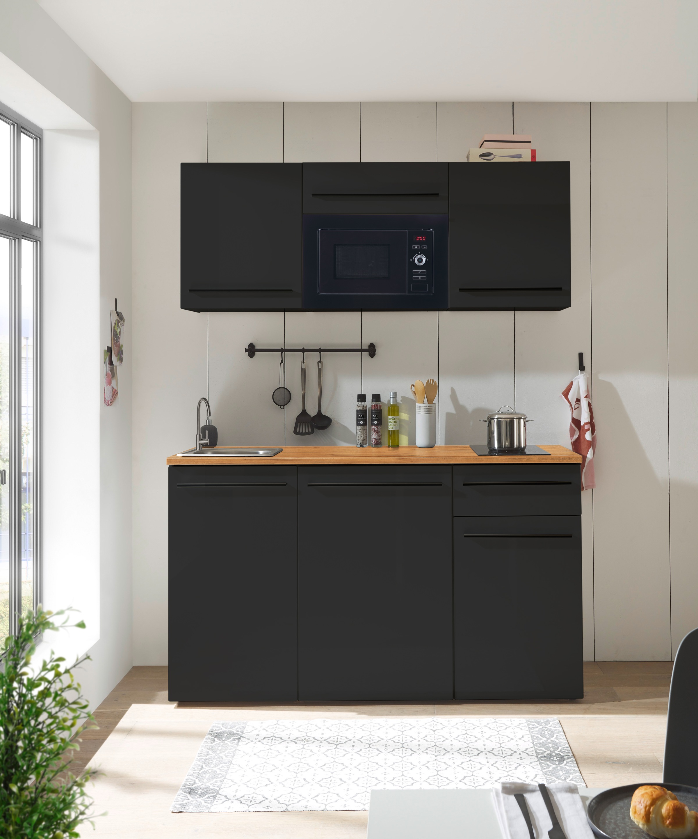 BASIC by Balculina Pantryküche "Jazz Singleküche" Breite 160 cm, wahlweise günstig online kaufen