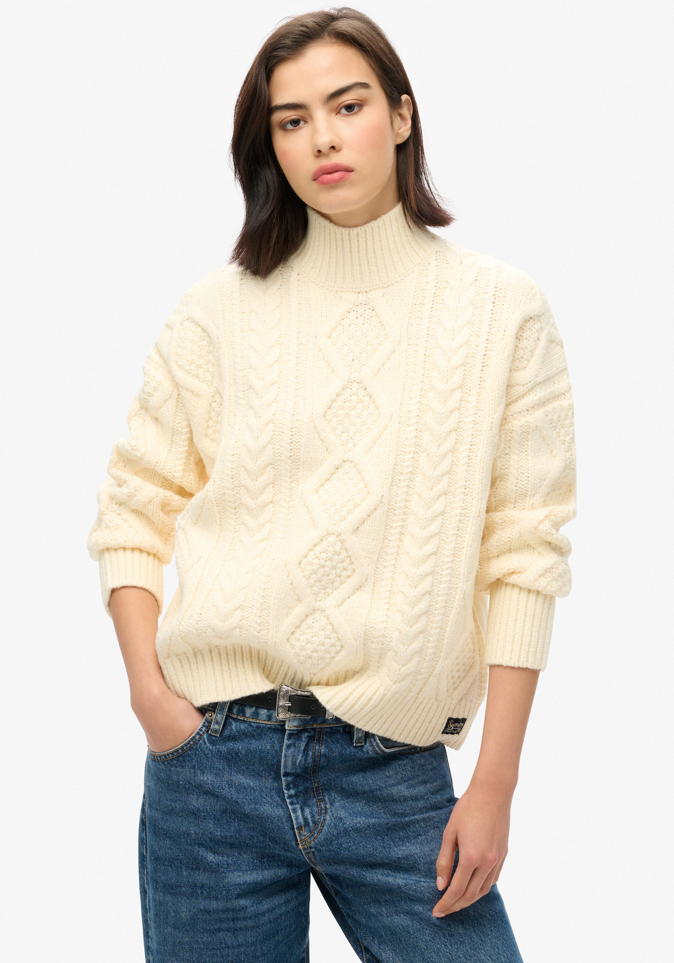 Superdry Strickpullover "CABLE HIGH NECK JUMPER" günstig online kaufen