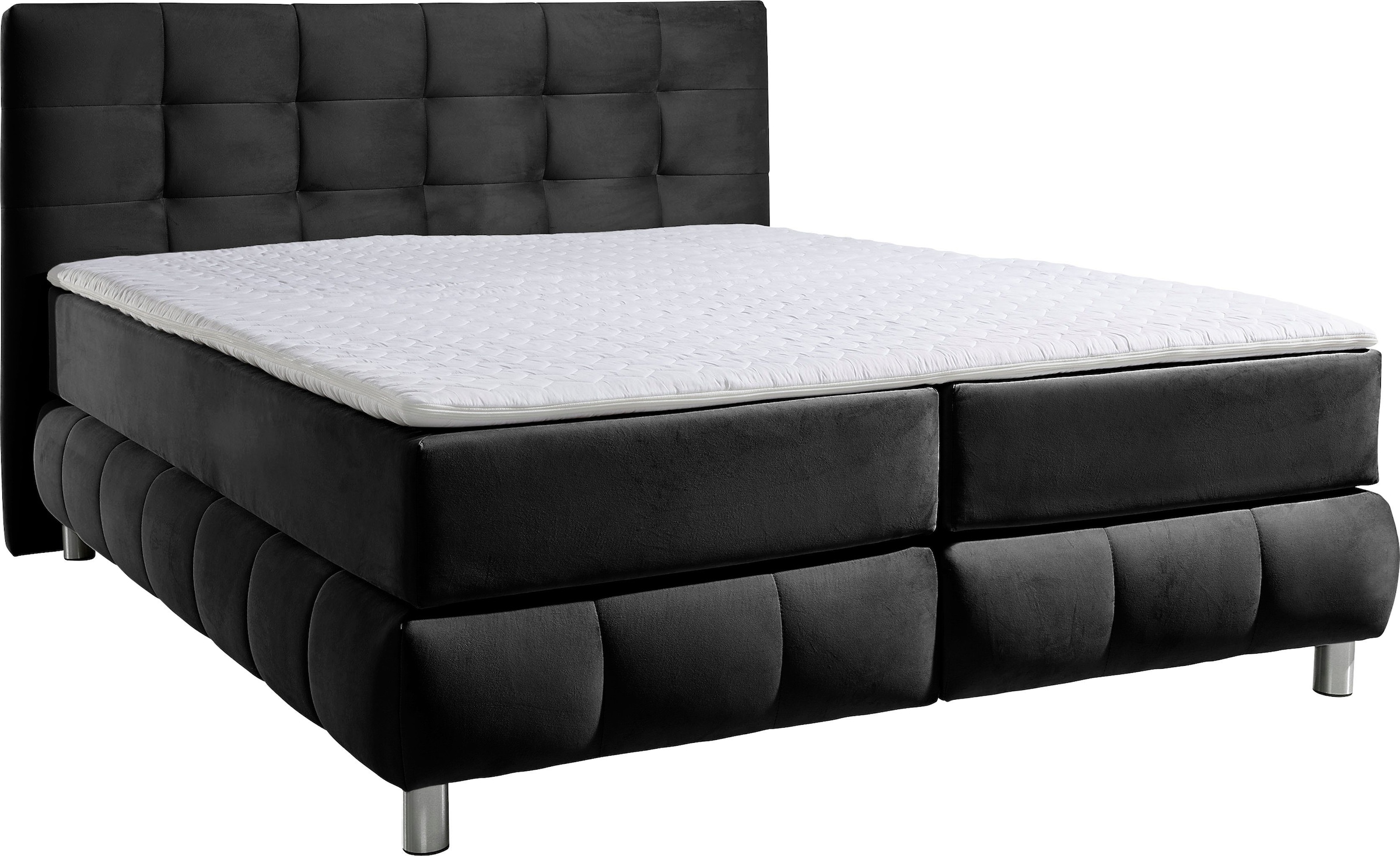 andas Boxspringbett »Salo XXL«, in Samtoptik oder Struktur, 6 Breiten in Überlänge 220cm, 4 Härtegrade