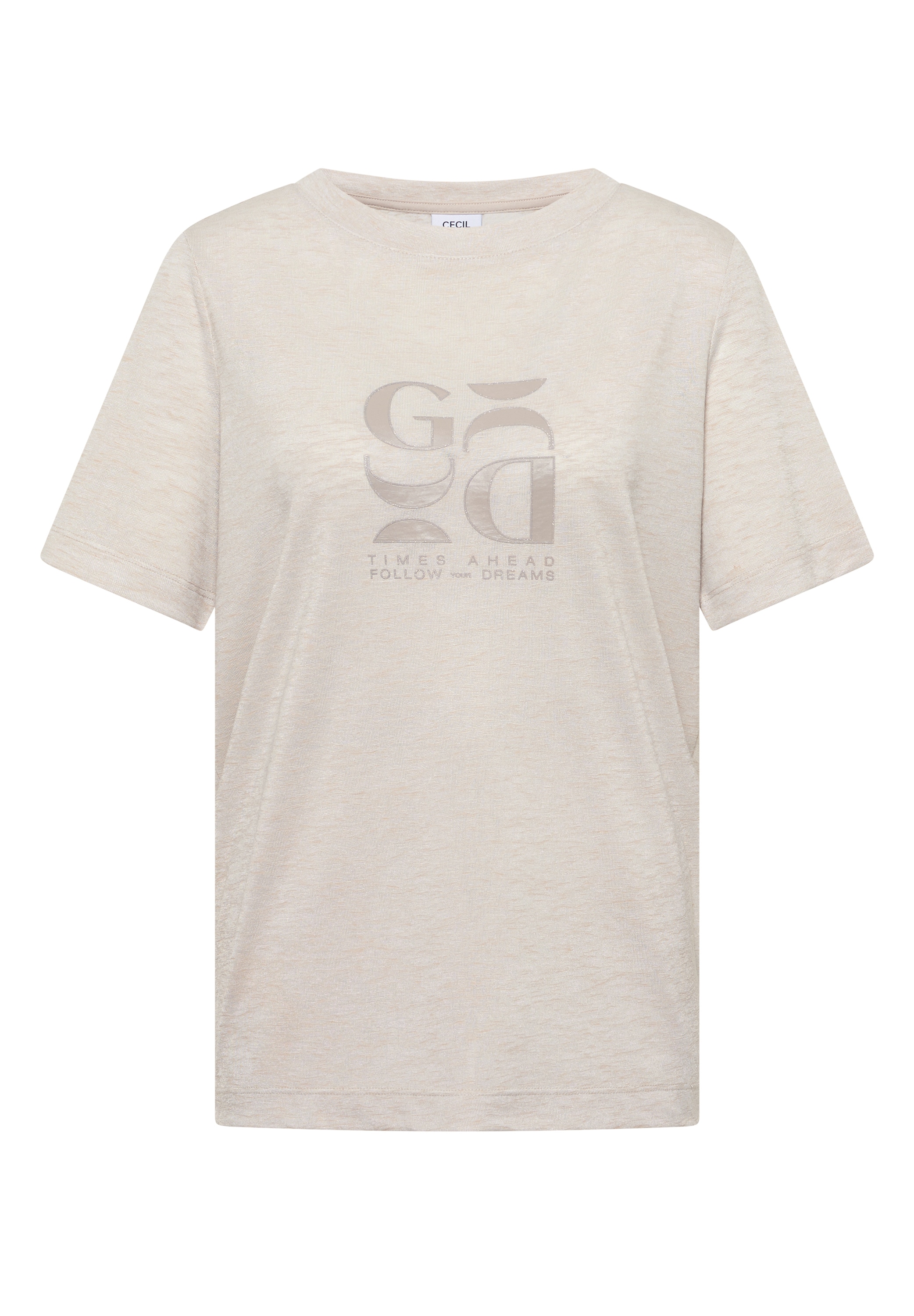 Cecil Kurzarmshirt Sommershirt in Leinen-Optik mit Print