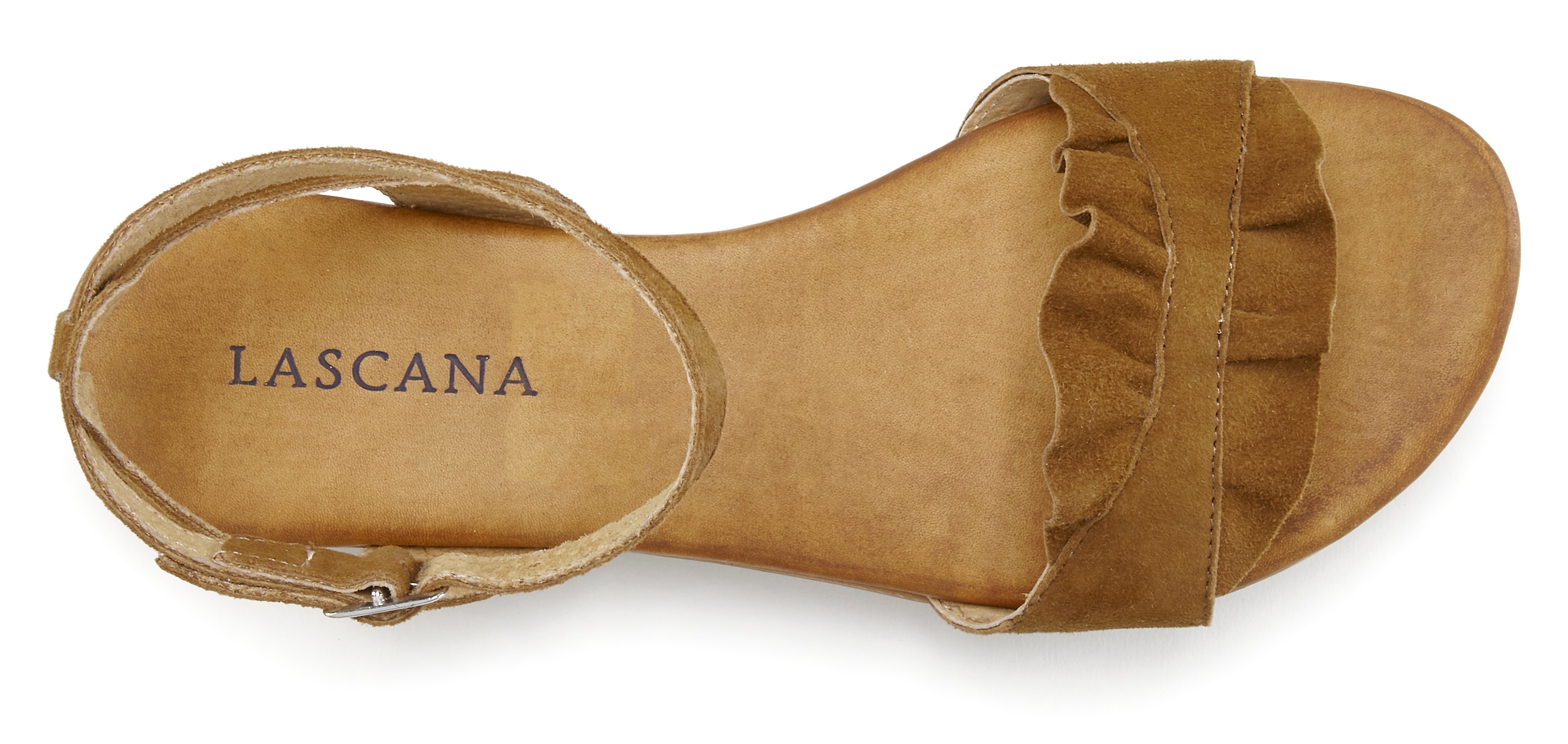 Thumbnail - LASCANA Sandale "Sommerschuh", Sandalette, Sommerschuh aus hochwertigem Leder mit kleinen Rüschen
