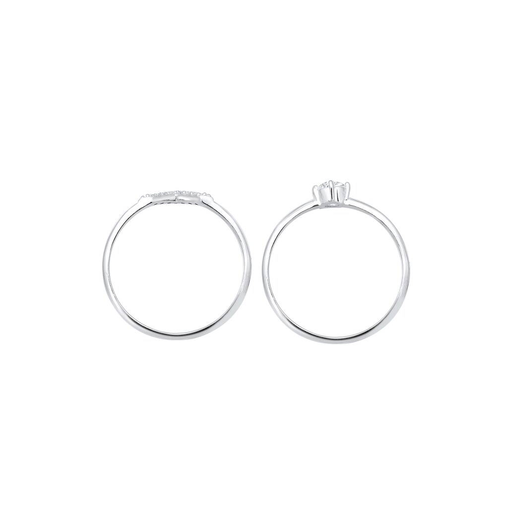 Elli Verlobungsring »Set Solitär Dreieck Zirkonia 925 Sterling Silber«