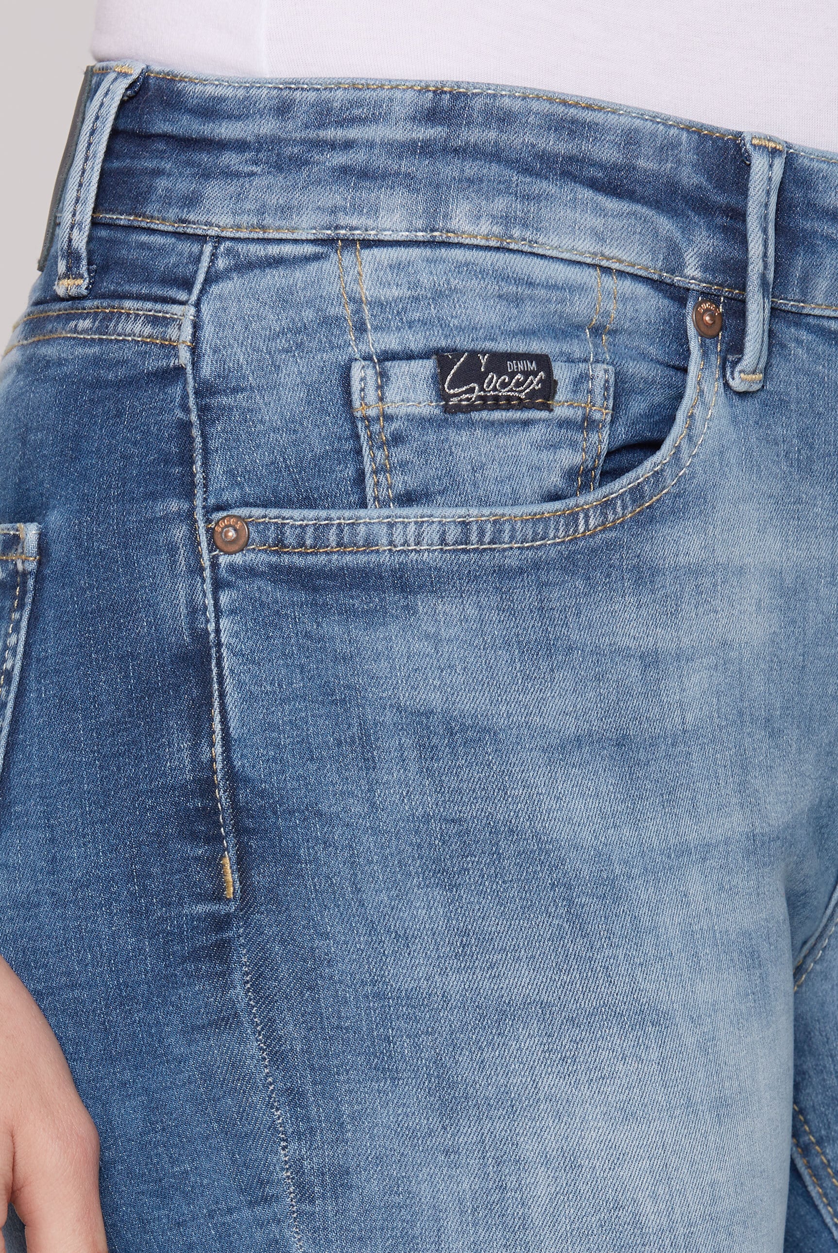 SOCCX Slim-fit-Jeans mit Schlitz am Saum