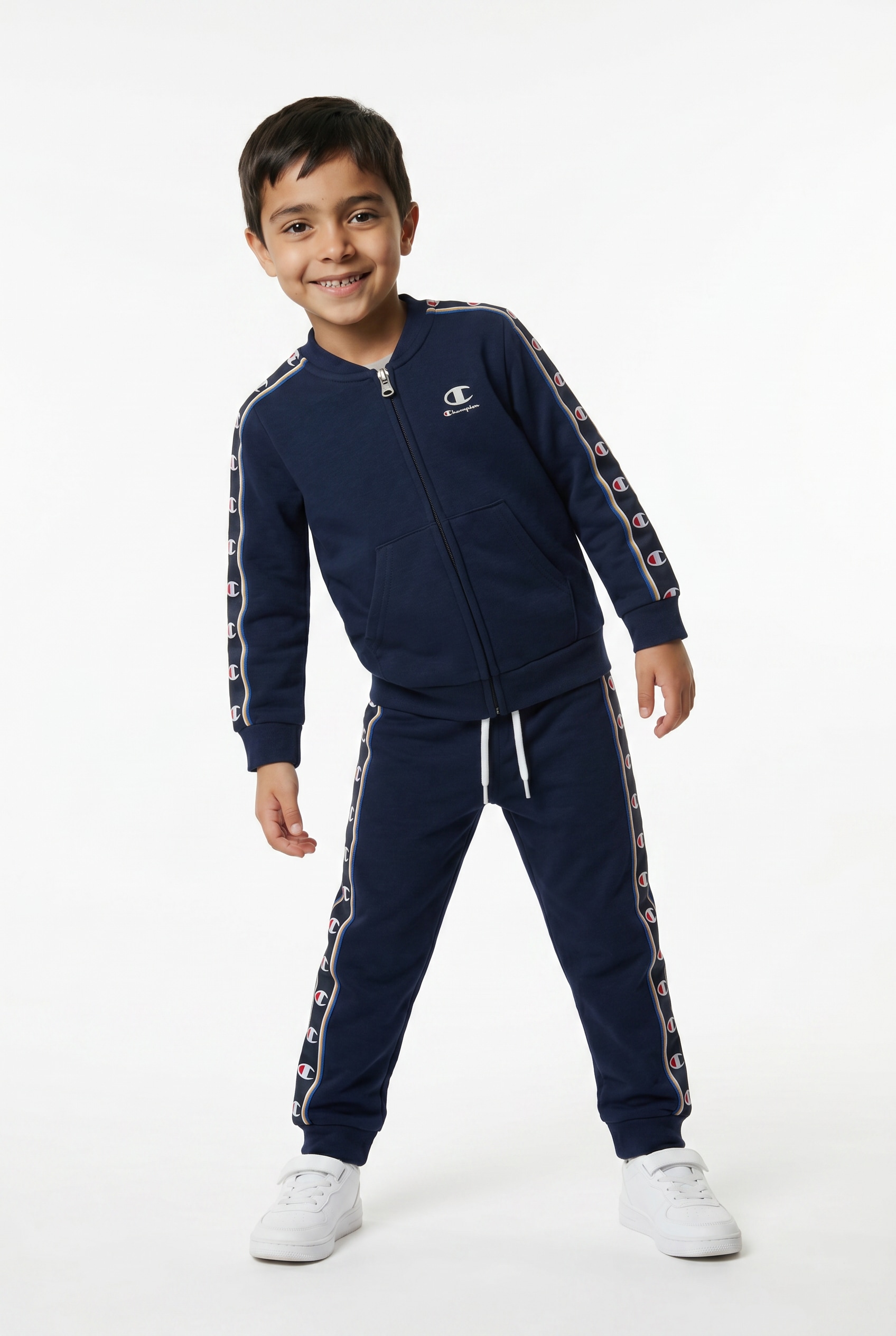 Champion Trainingsanzug »Sports-inspired Toddler Terry Full Zip Sweatsuit with tape detailing« 2 tlg. Zweiteiliges Set, mit Reißverschluss, aus Baumwolle und Polyester