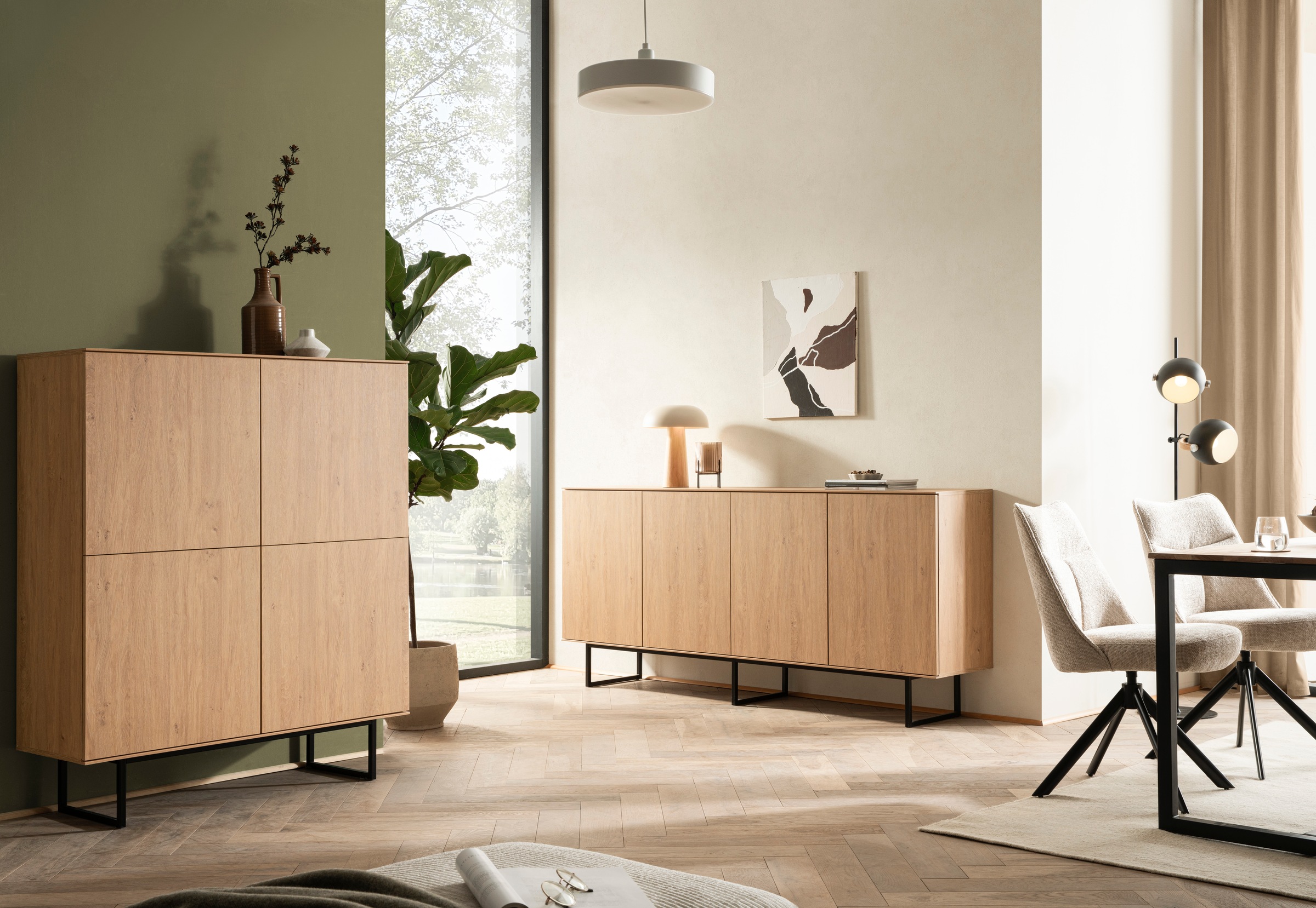 Home affaire Highboard »Lund, moderner Schrank, Kommode mit Kufengestell«, ausreichend Stauraum, vielseitig einsetzbar, 115 cm breit