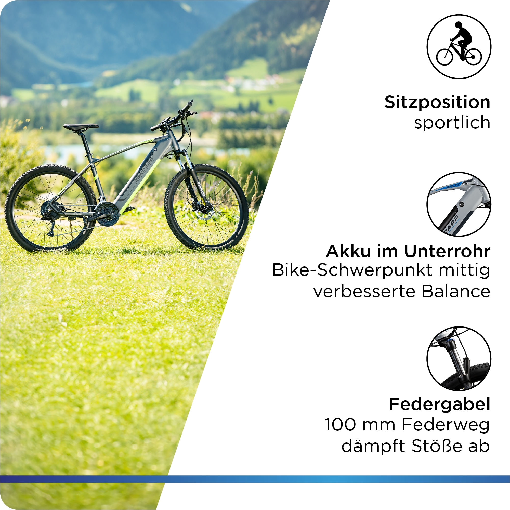 Zündapp E-Bike »Z808«, 24 Gang, Alivio, Heckmotor 250 W, Pedelec, Elektrofahrrad für Damen u. Herren, MTB