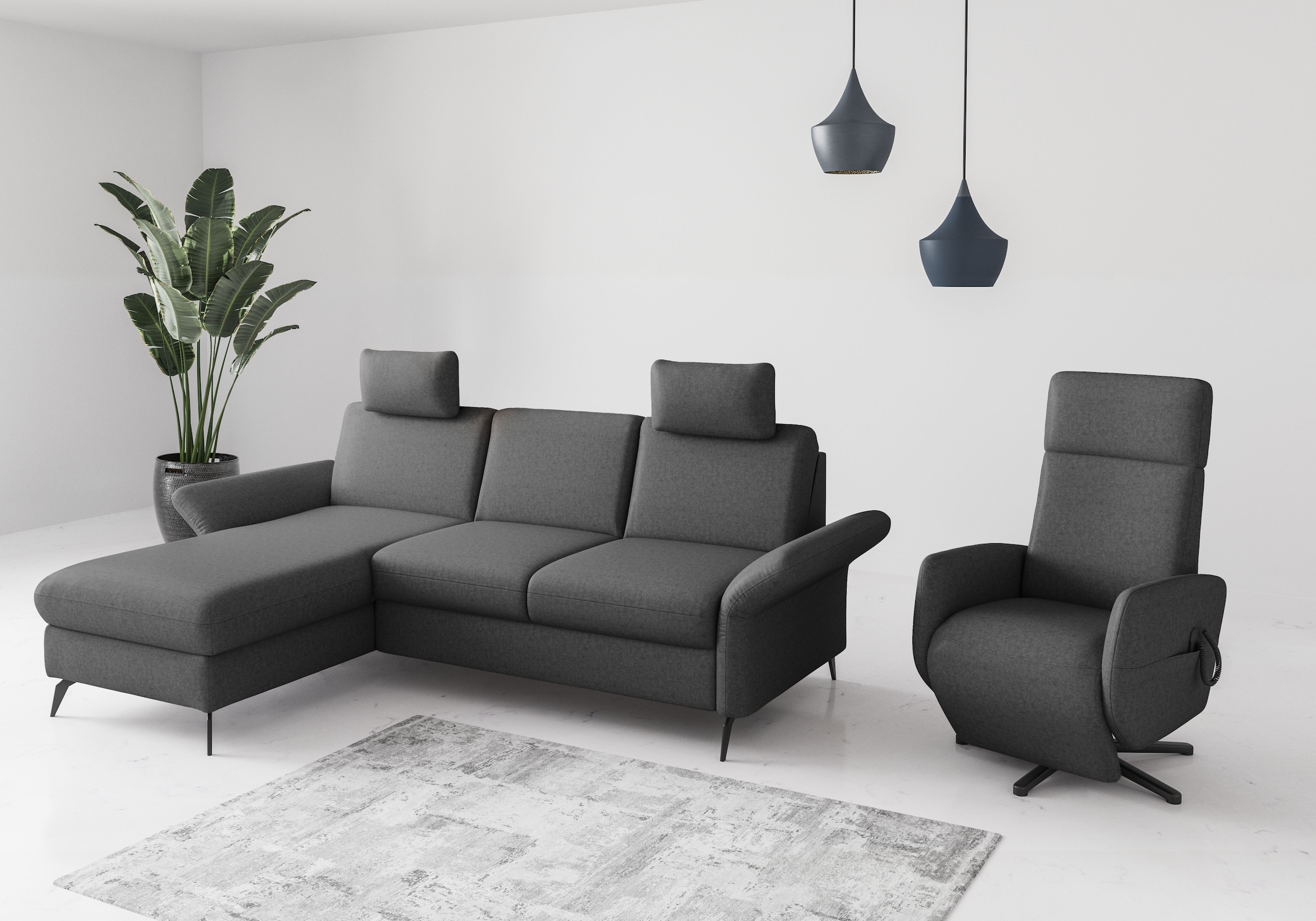 Home affaire Ecksofa »Rochelle«, optional: Armteilverstellung, klappbar, Bettkasen