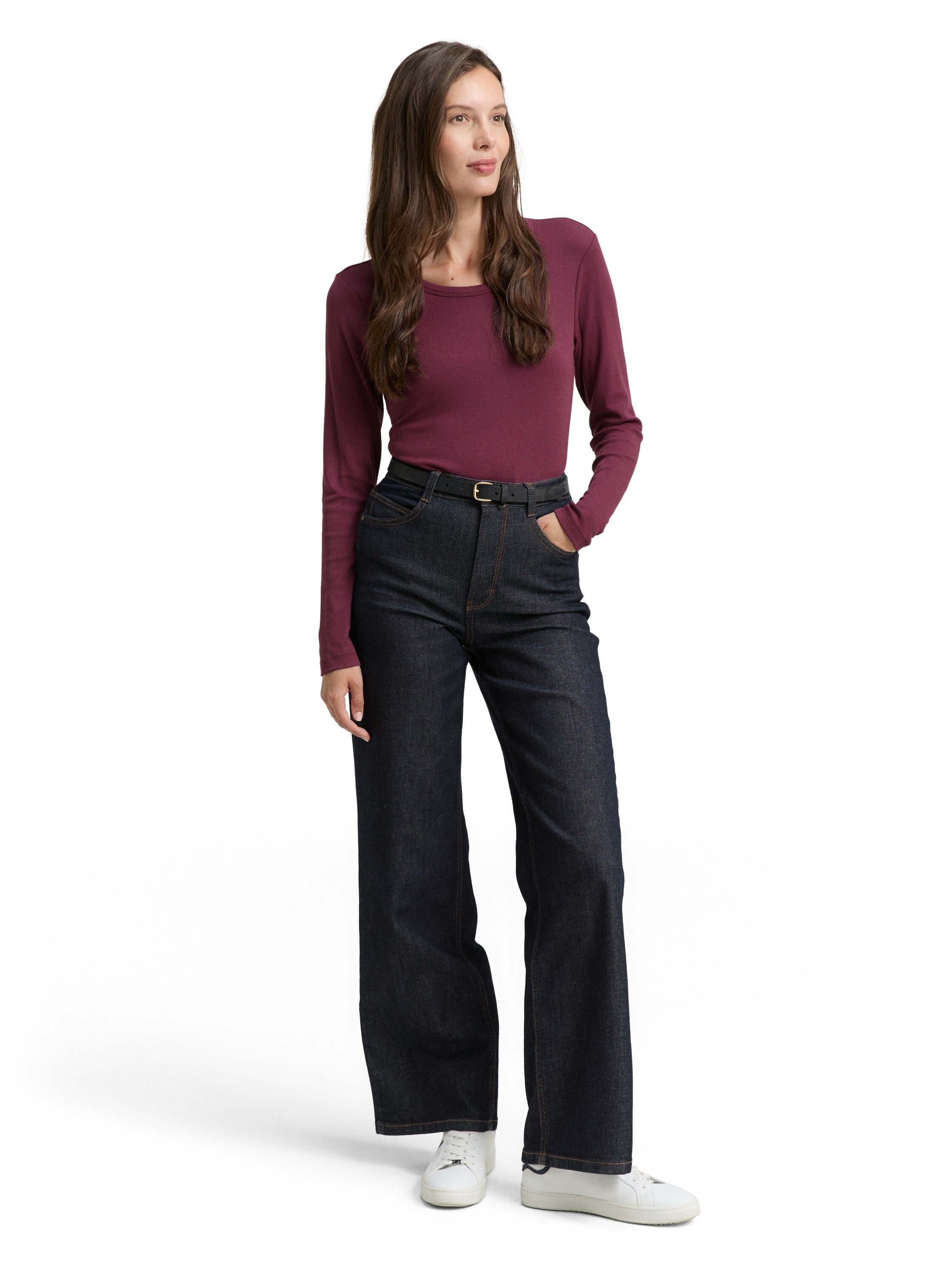 TOM TAILOR Langarmshirt, mit Rundhalsausschnitt und Stretch