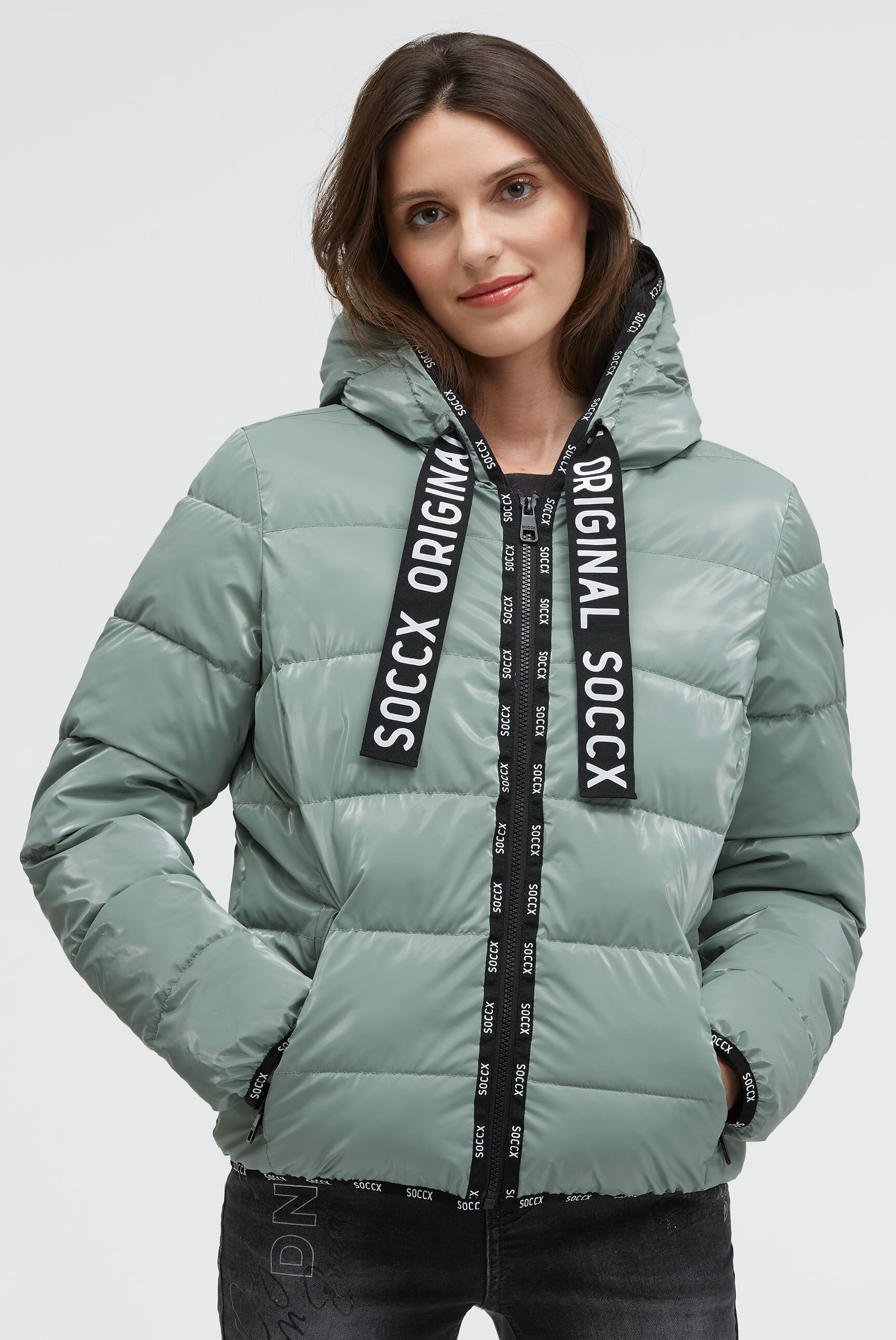 SOCCX Winterjacke, mit Kapuze, mit elastischem Saumabschluss günstig online kaufen