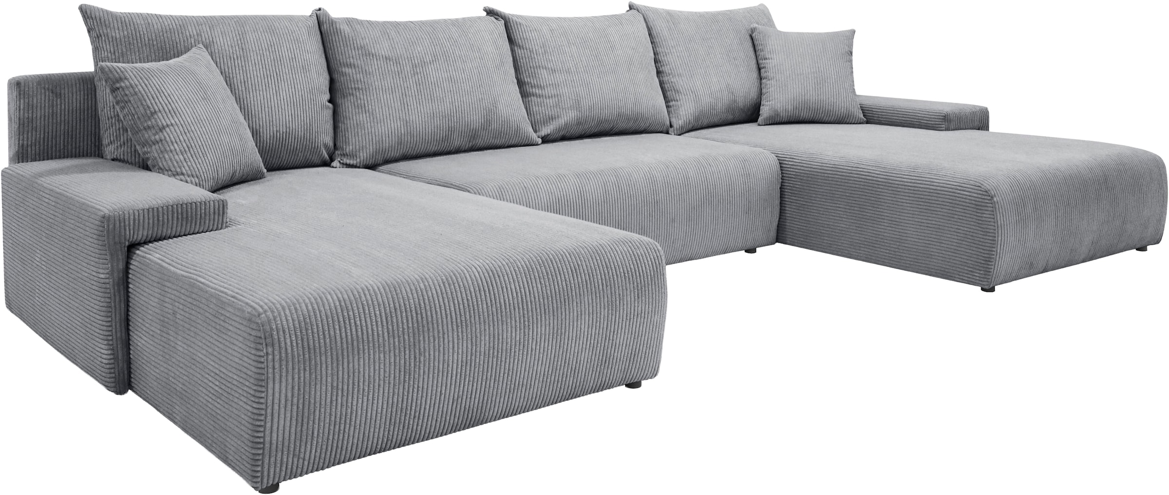 WERK2 Wohnlandschaft »Amalfi« XXL Design Wohnlandschaft in Cord mit Schlaffunktion & Bettkasten
