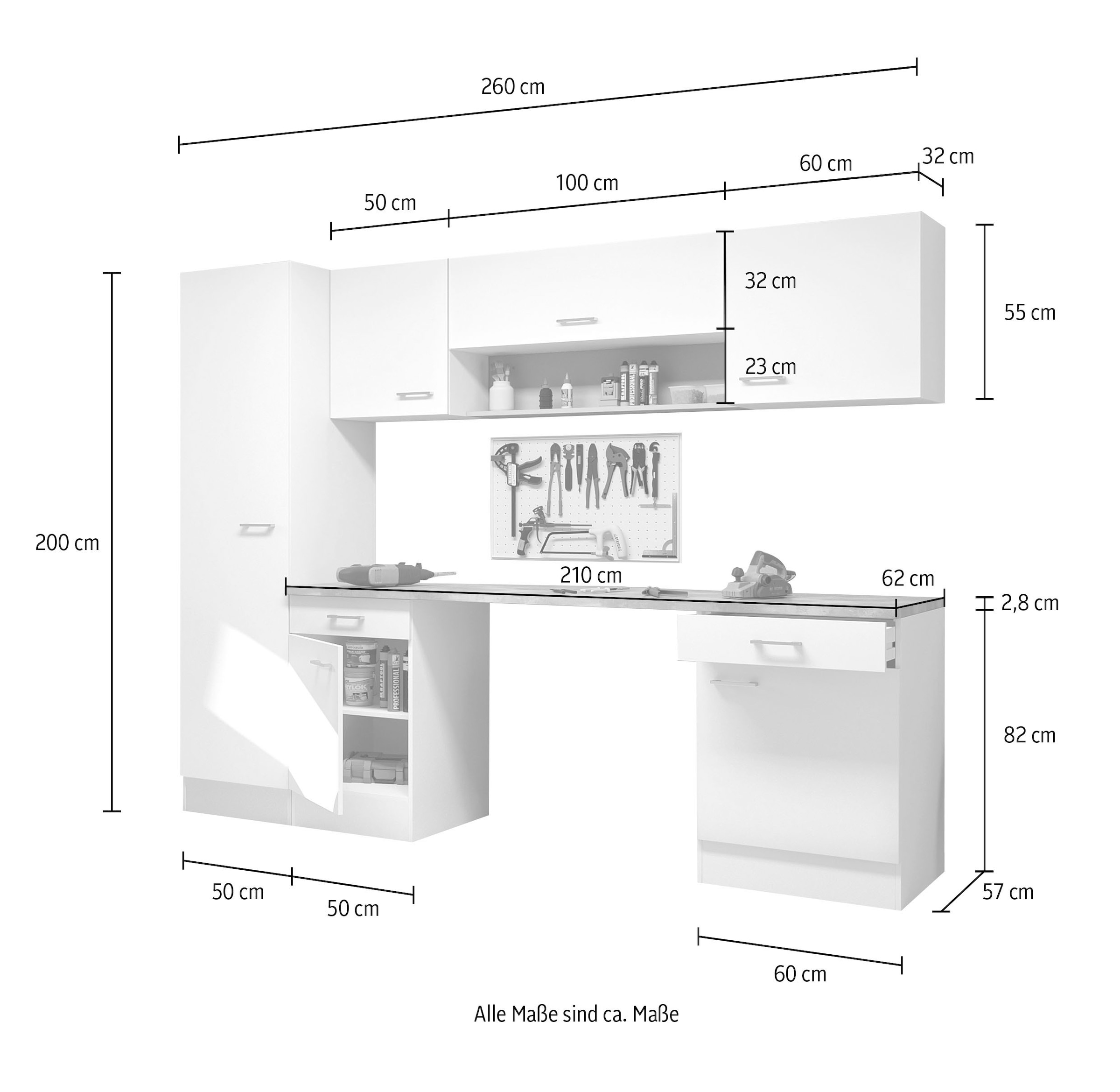 Flex-Well Mehrzweckschrank-Set »L-260-2101-000-Lucca«, (Komplett-Set), Gesamtbreite 260 cm