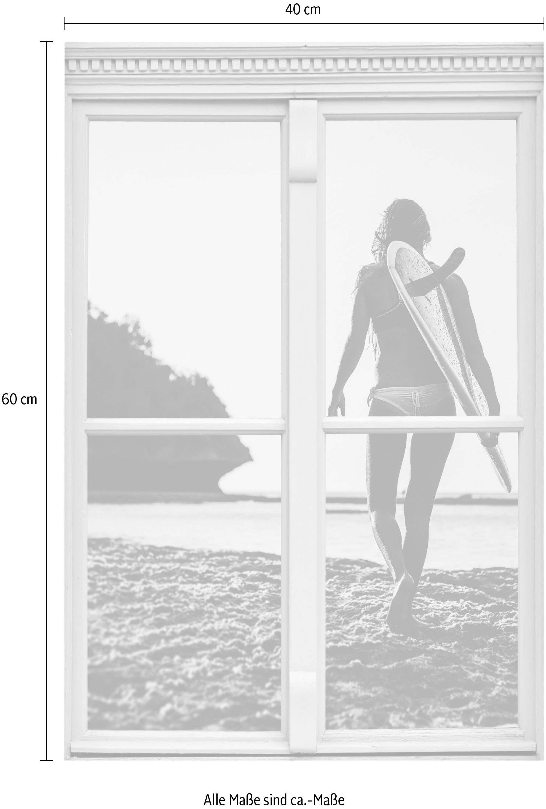 queence Wandsticker »Surferin«, Wandsticker, Wandbild, selbstklebend, 3D, Fenster