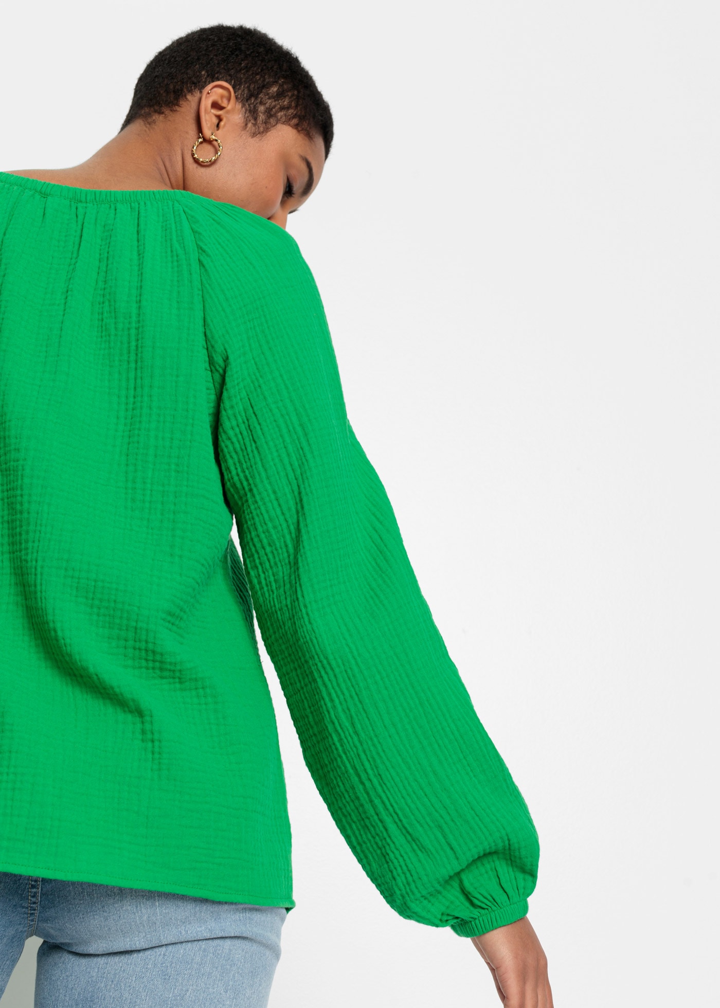 Thumbnail - bonprix Langarmbluse "Musselin-Bluse aus Baumwolle" Oversize-Passform, für vielseitige Anlässe