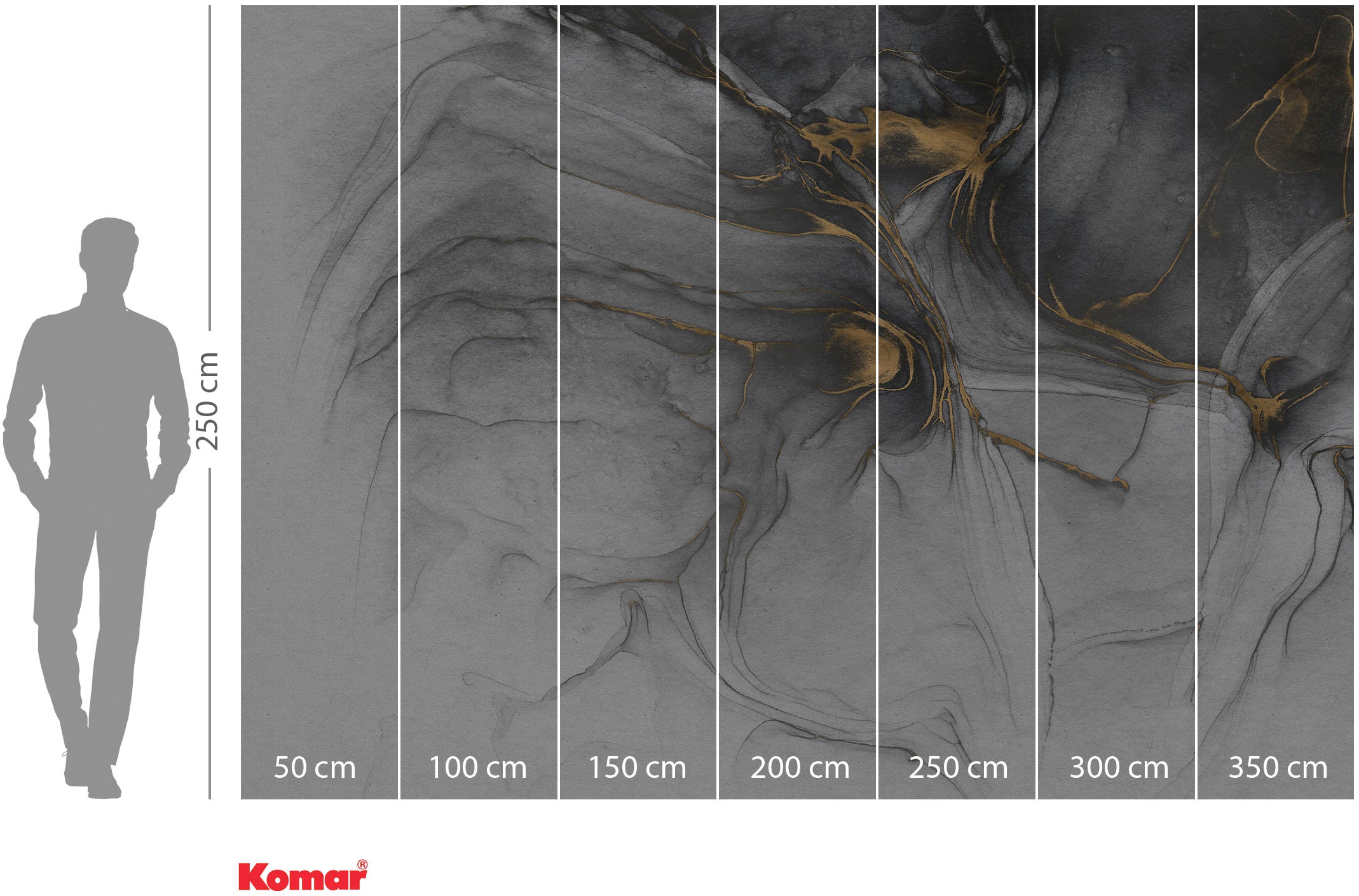 Komar Fototapete »Ink Gold Flow«, bedruckt, 350 x 250 cm (Breite x Höhe) - Tapete, Vlies, Wohnzimmer, Schlafzimmer