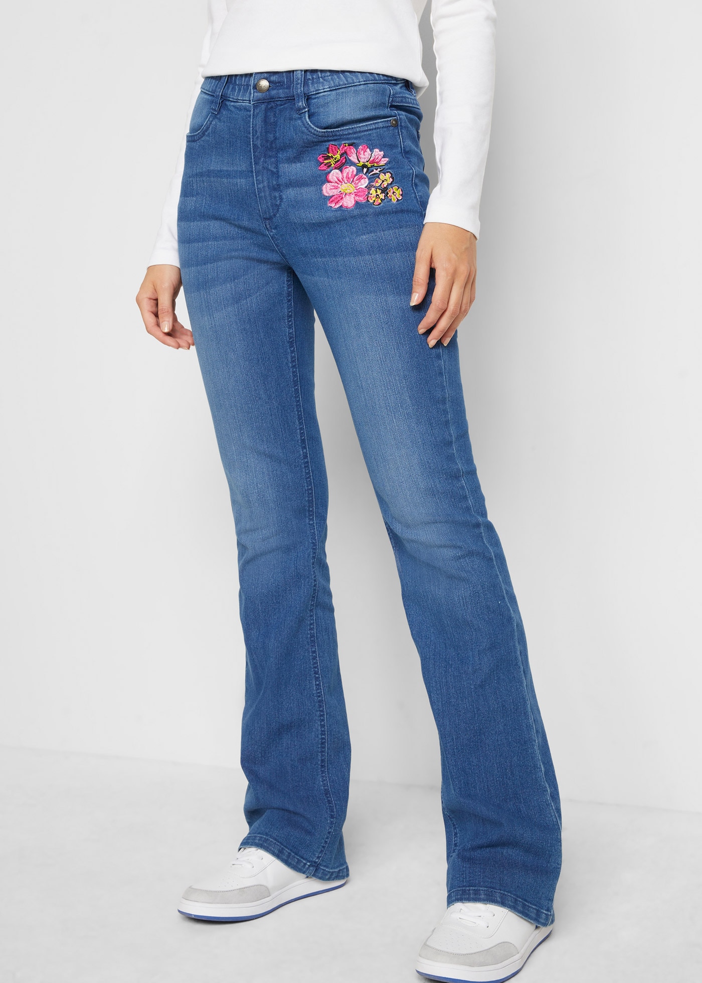 bonprix 1100000002199 Slim Fit Passform, High Waist, mit Stickerei