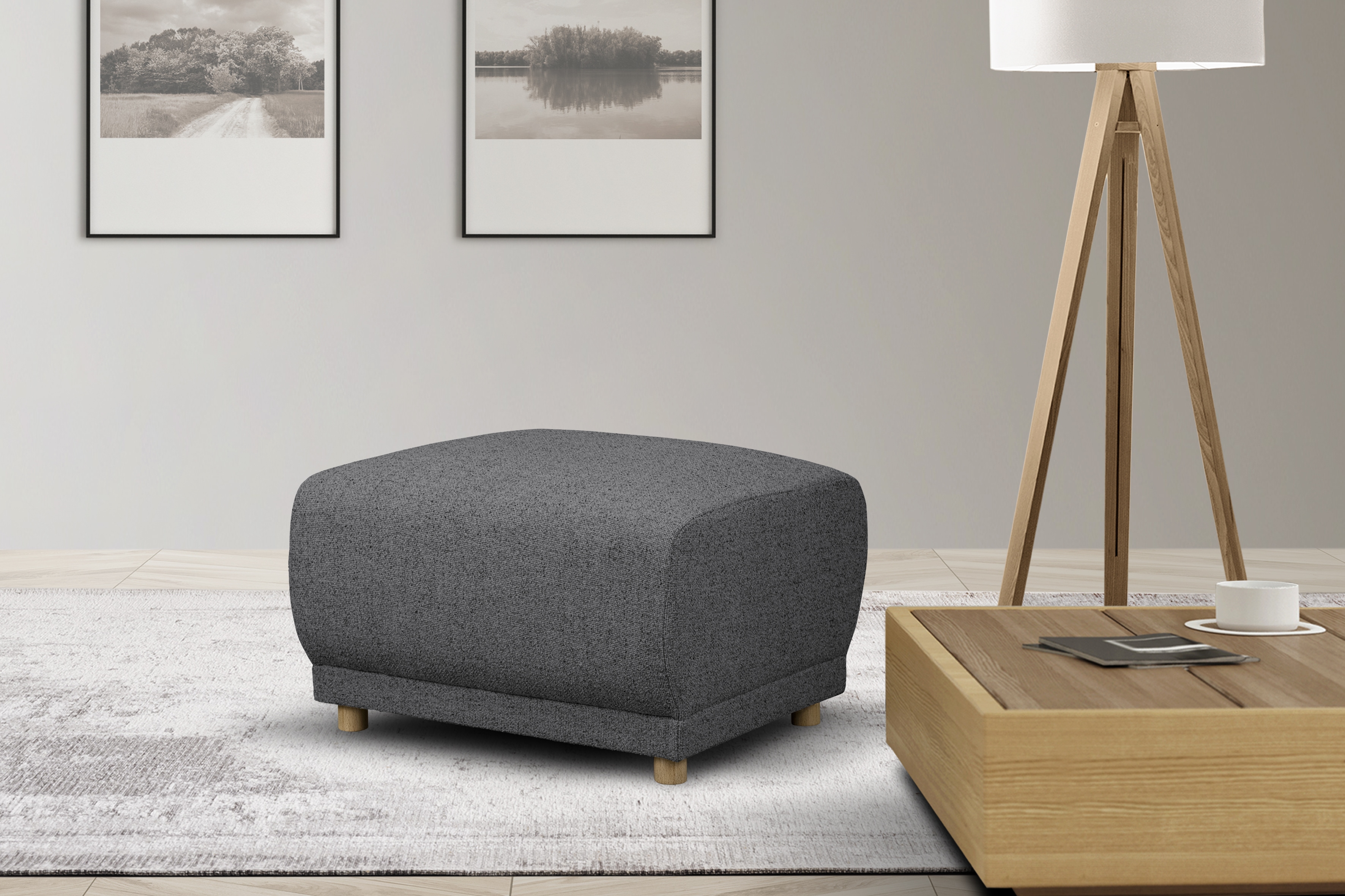 OTTO home Polsterhocker "LEMPS mit Wellenunterfederung, Maße B/T/H: 70/63/45 cm" passend zur Serie, in hochwertiger Verarbeitung