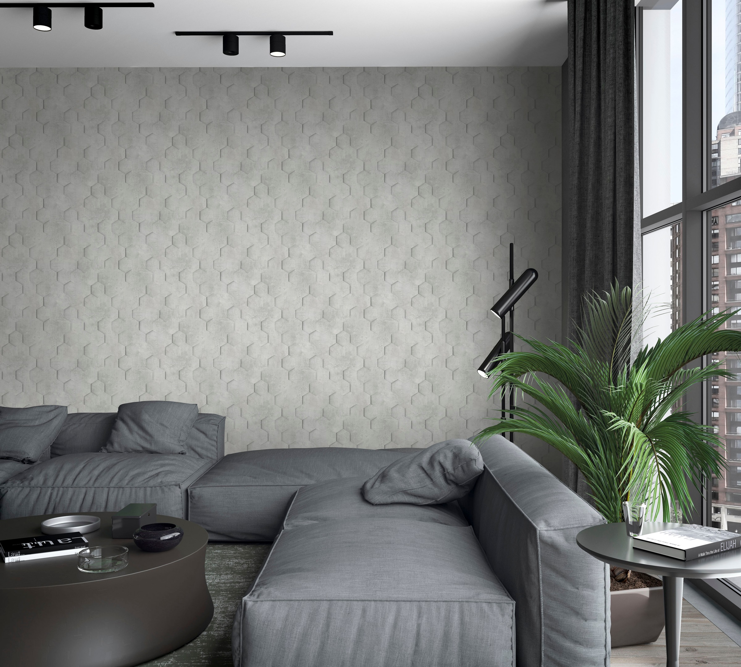 Marburg Vliestapete "Hexagon" matt strukturiert moderne Tapete für Wohnzimmer Schlafzimmer Küche
