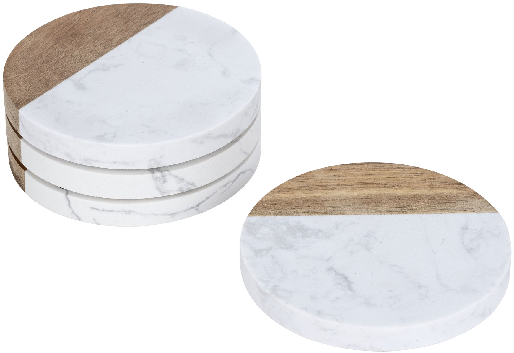 SCHÖNER WOHNEN-Kollektion Glasuntersetzer »Marnie« edle Getränkeuntersetzer aus Marmor & Akazienholz, für Gläser & Drinks