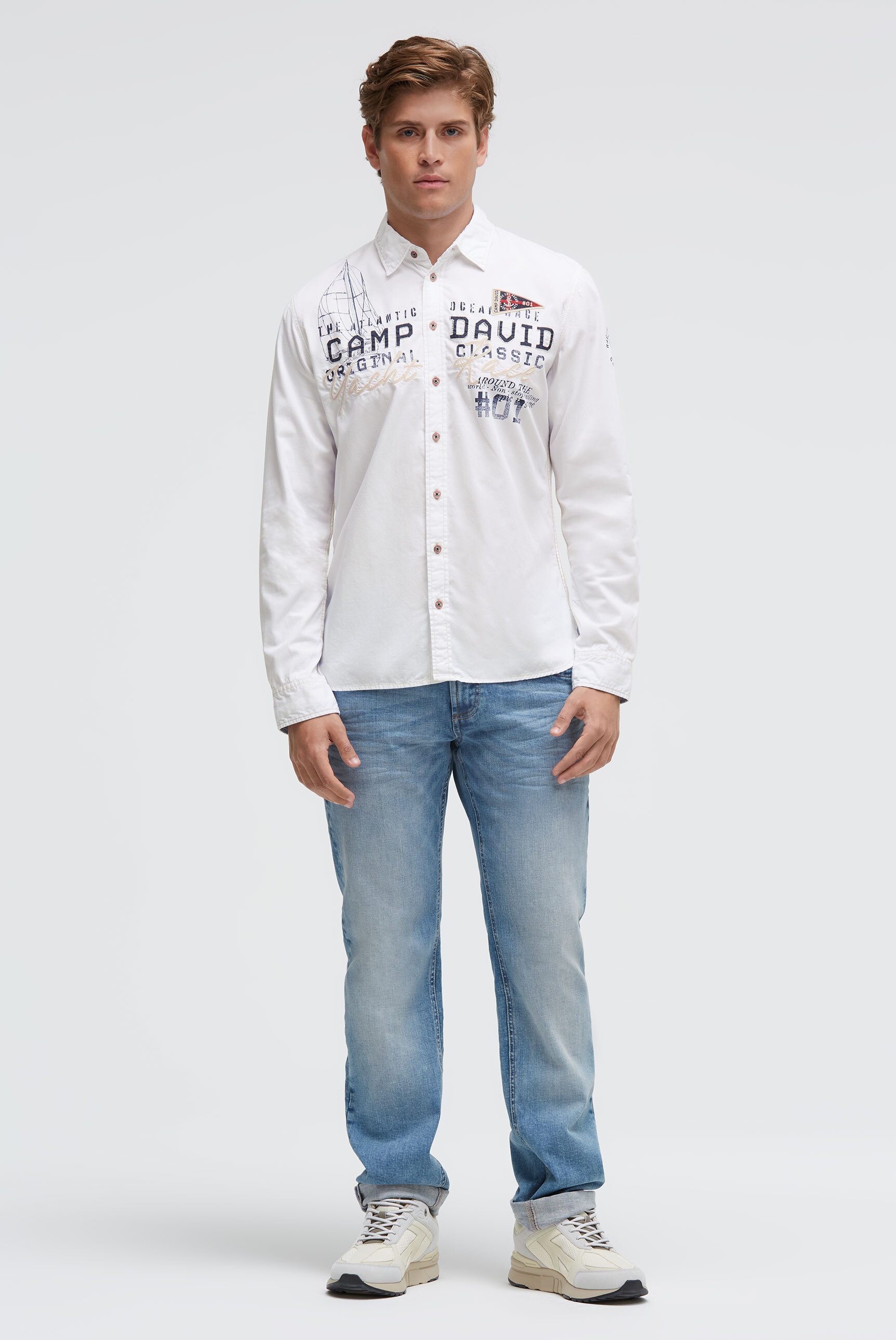 CAMP DAVID Langarmhemd mit Kentkragen