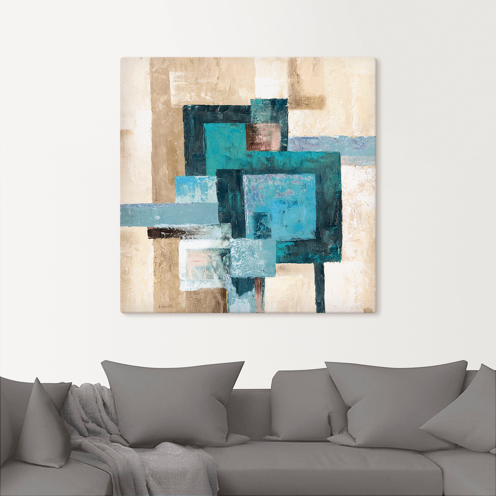 Artland Wandbild "Abstrakte Karos" Muster 1 Stk. tlg. als Leinwandbild, Pos günstig online kaufen