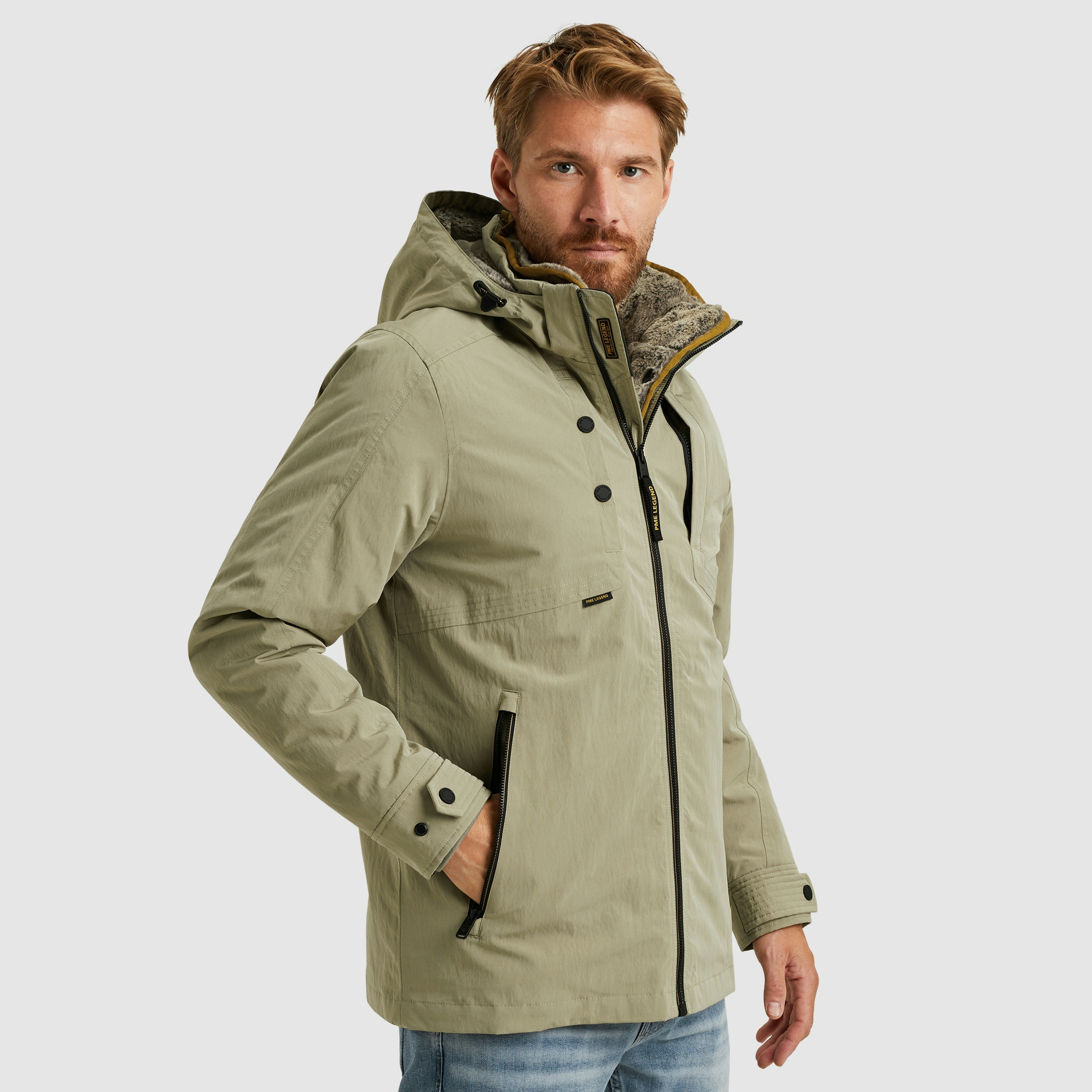 PME LEGEND Winterjacke mit Kapuze Herausnehmbares Fellimitat