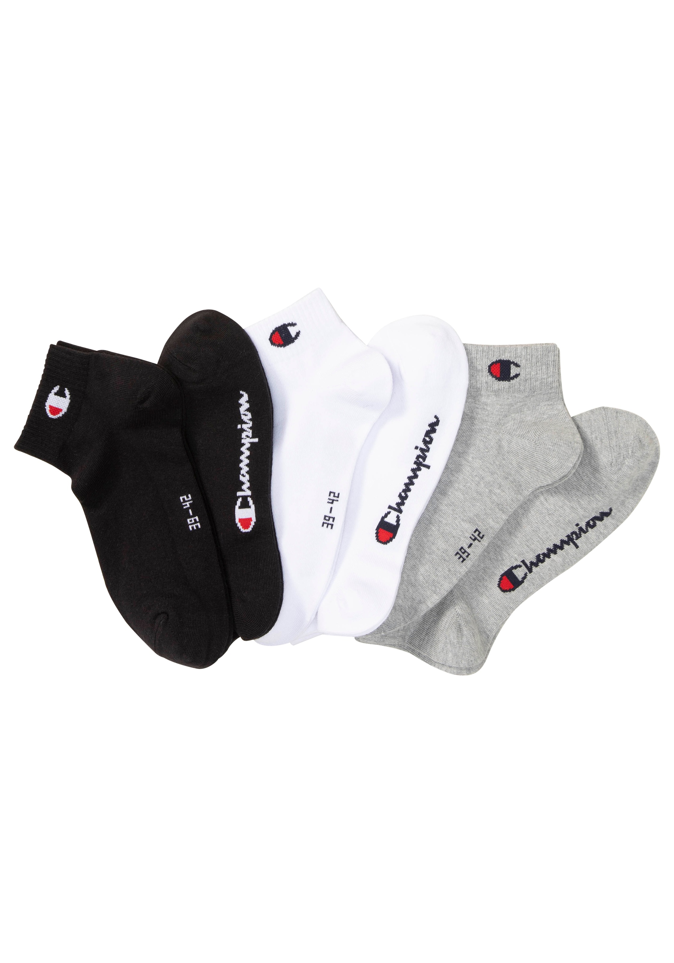 CHAMPION Herren Kurzsocken "6pk Quarter Socks", Gr. 35, grau, Obermaterial: 71% Baumwolle, 23% Polyester, 4% Polyamid, 2% Elasthan, Socken, für