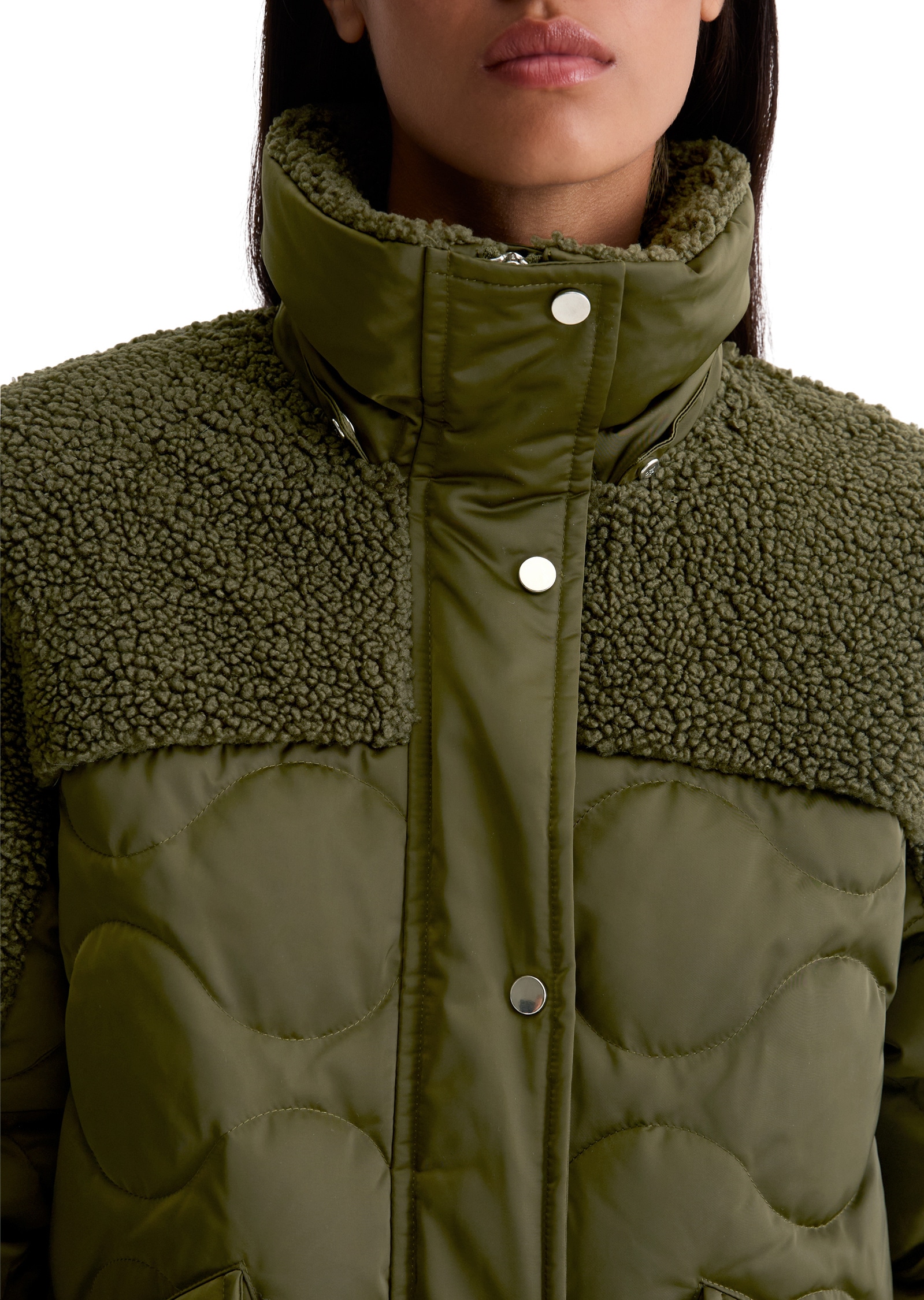 Marc O'Polo Daunenjacke »mit lässigen Teddyplüsch-Details« mit Kapuze