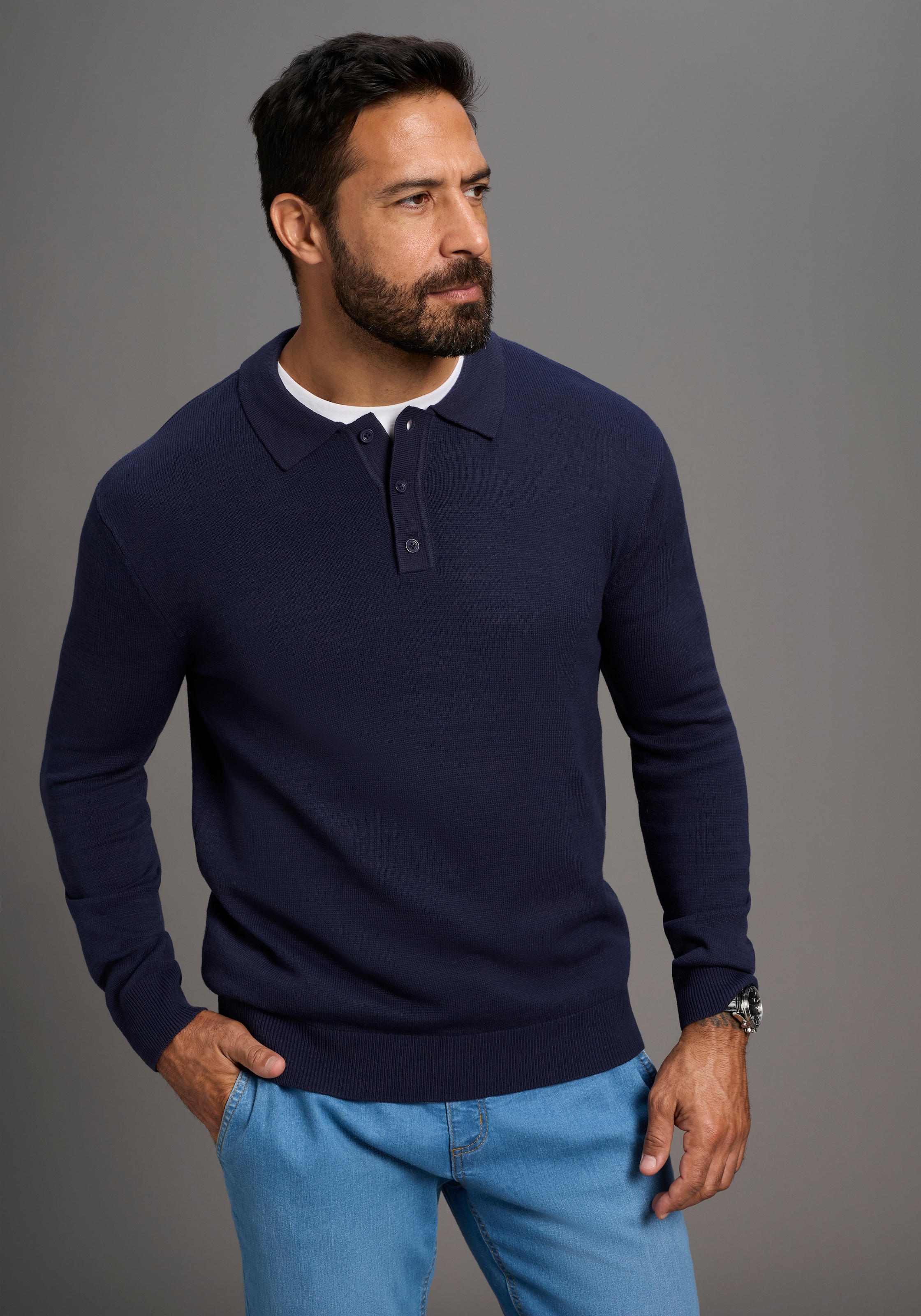 Mans World Polokragenpullover "Neue Kollektion ", mit Knopfleiste günstig online kaufen