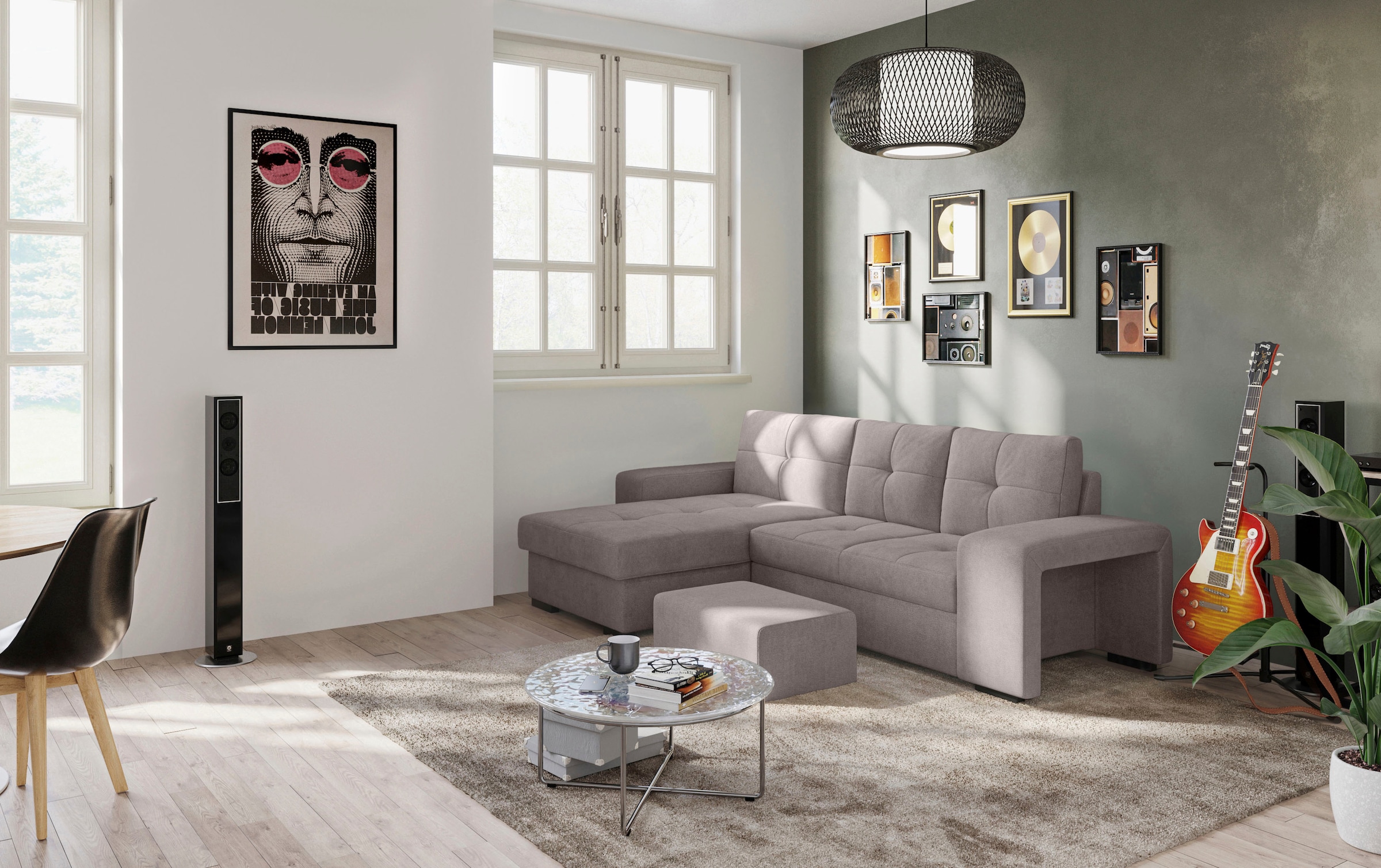 COTTA Ecksofa »Mattina L-Form«, inkl. Hocker, wahlweise mit Bettfunktion und Bettkasten