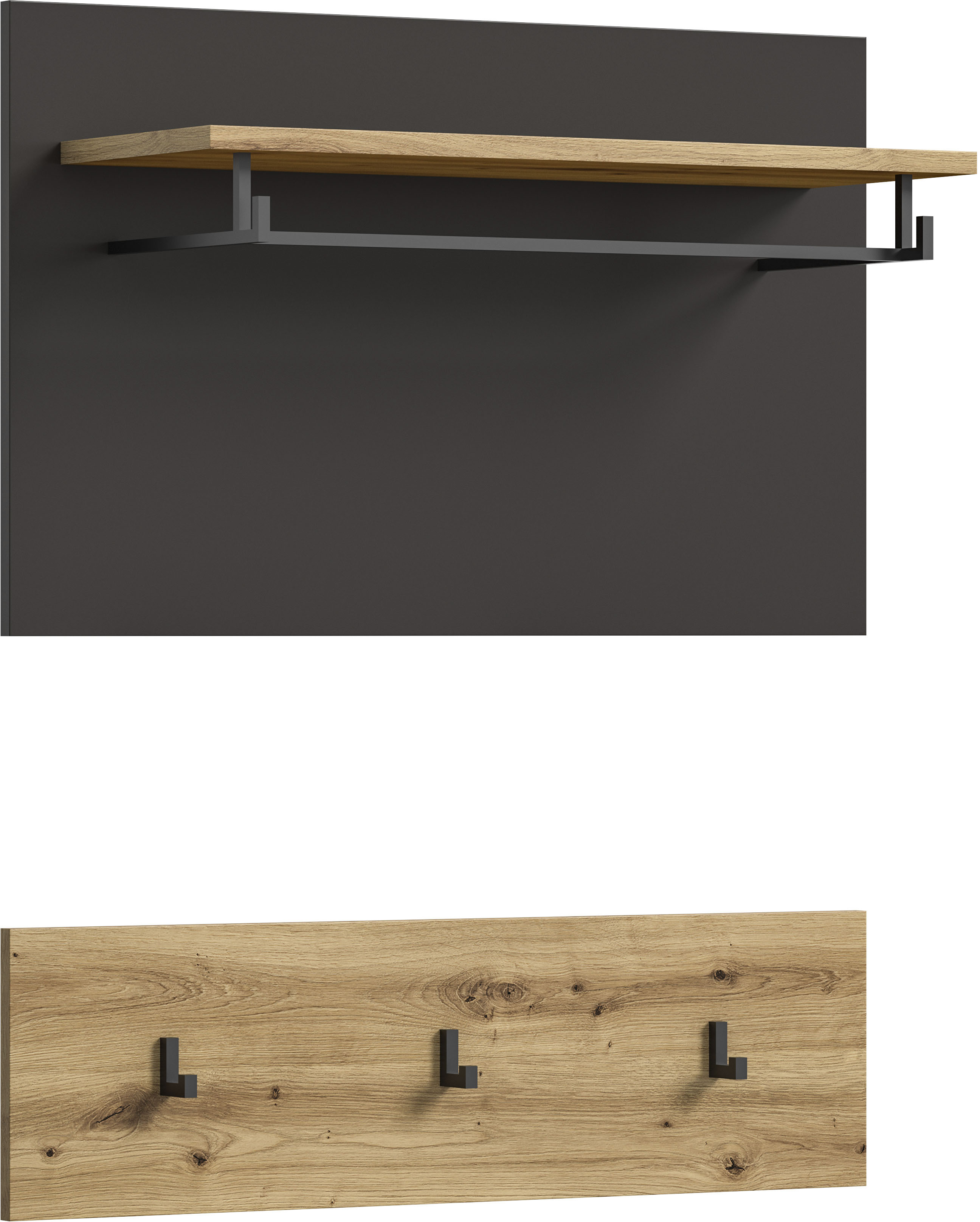 Home affaire Garderobenpaneel "REHAT, TOPSELLER, 2-teilig, bestehend aus: Paneel & Hakenleiste" in verschiedenen Farben erhältlich, 1 Stk. tlg. Paneel, Hakenleiste, Wandboard, Garderobe, Garderobenleiste