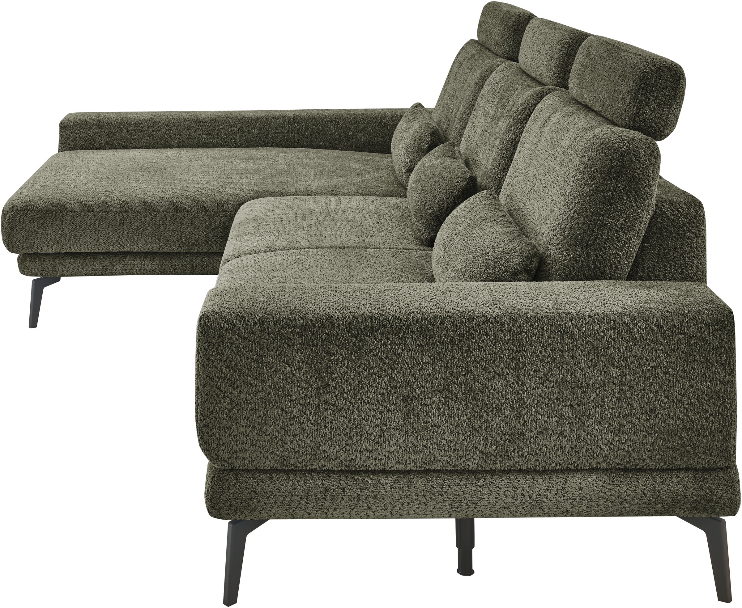 set one by Musterring Ecksofa »SO 3600, inkl motor. Sitztiefenverstellung, Kopfstützen, Nierenkissen«, Sitzhöhe 44 cm, Federkern, Breite 293 x Tiefe 180 cm, Kama olive