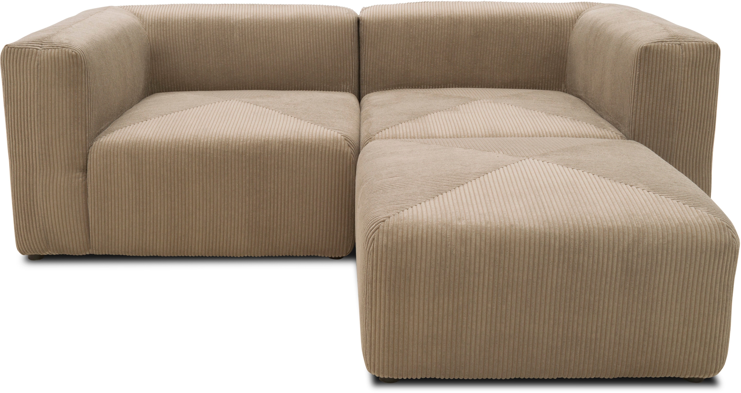RAUM.ID Ecksofa »Gerrid L-Form«, Cord, Modulsofa, bestehend aus 2 Eckelementen + 1 Hocker