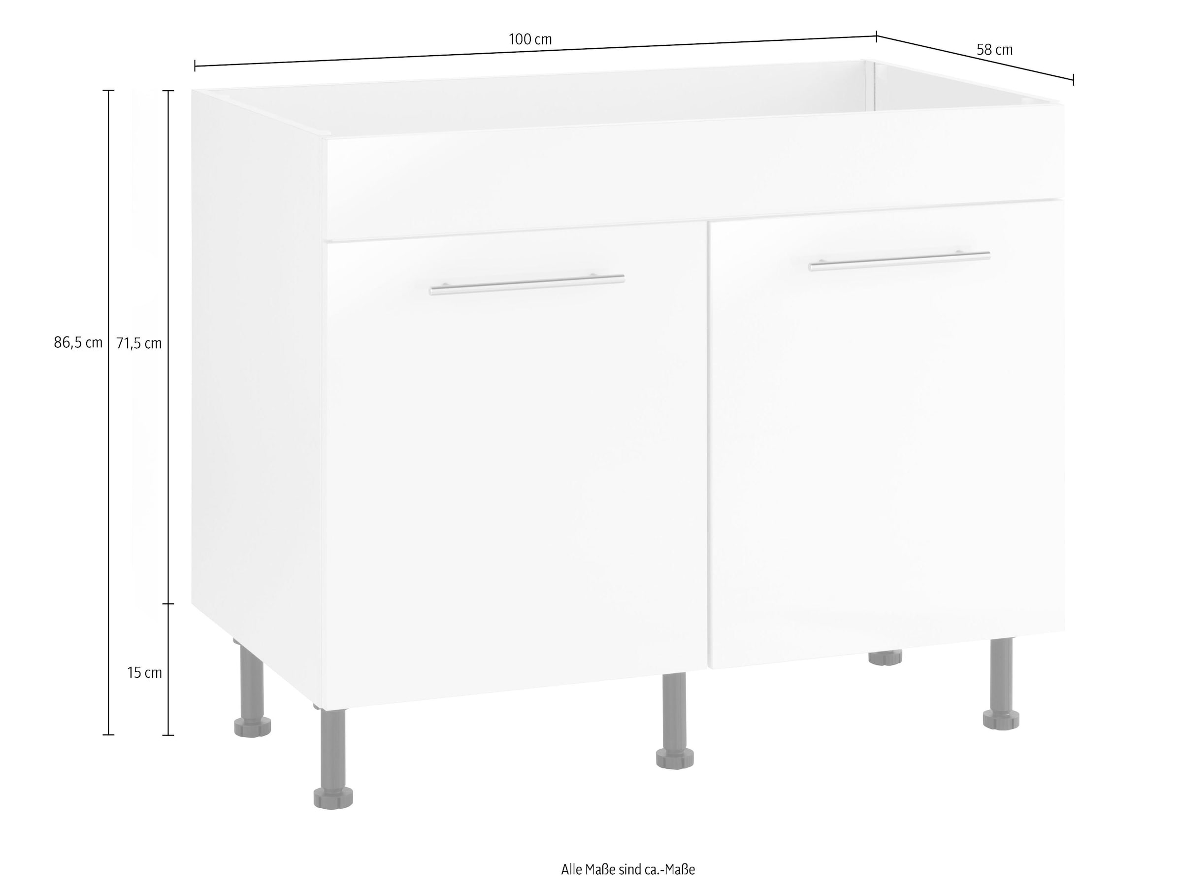 wiho Küchen Spülenschrank »Ela«, Breite 100 cm, höhenverstellbare Füße