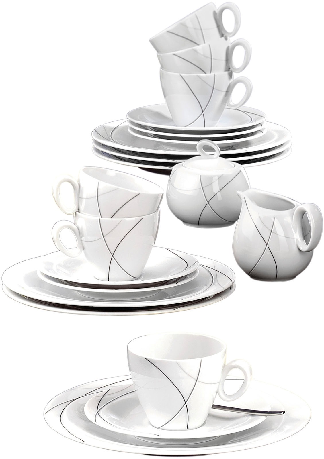 Seltmann Weiden Kaffeeservice »Geschirr-Set, Service Trio Highline«, (Set, 20 tlg.), Kaffeeservice, Made in Germany, 20 Teile, für 6 Personen