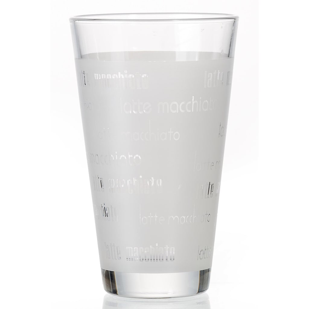 Ritzenhoff & Breker Latte-Macchiato-Glas »Chicco«, (Set, 4 tlg., (4 Becher), Schrift-Dekor, 4-teilig