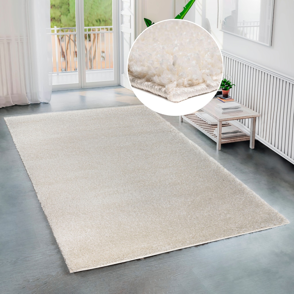 Bruno Banani Hochflor-Teppich »Shaggy Soft«, rechteckig, gewebt, Uni Farben, besonders weich und kuschelig